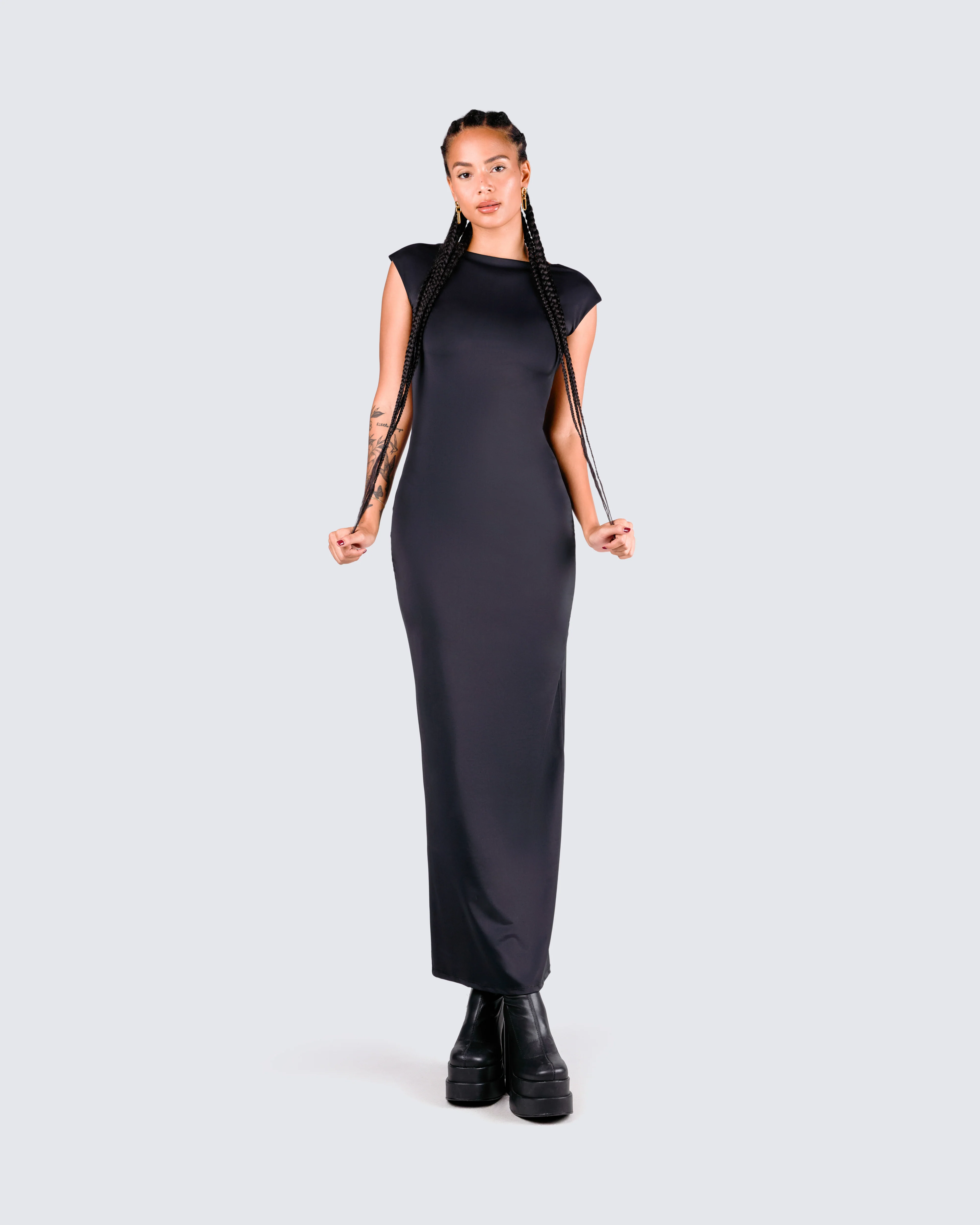 Kath Black Jersey Backless Dress - Image 8