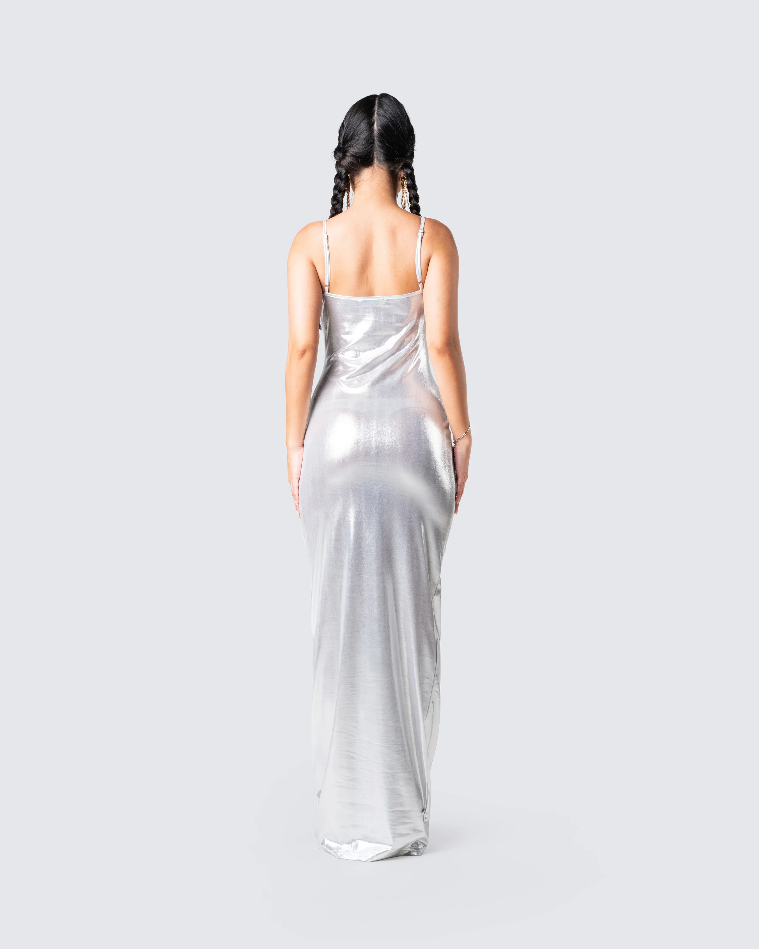 Katrina Metallic Fitted Maxi Dress - Image 6