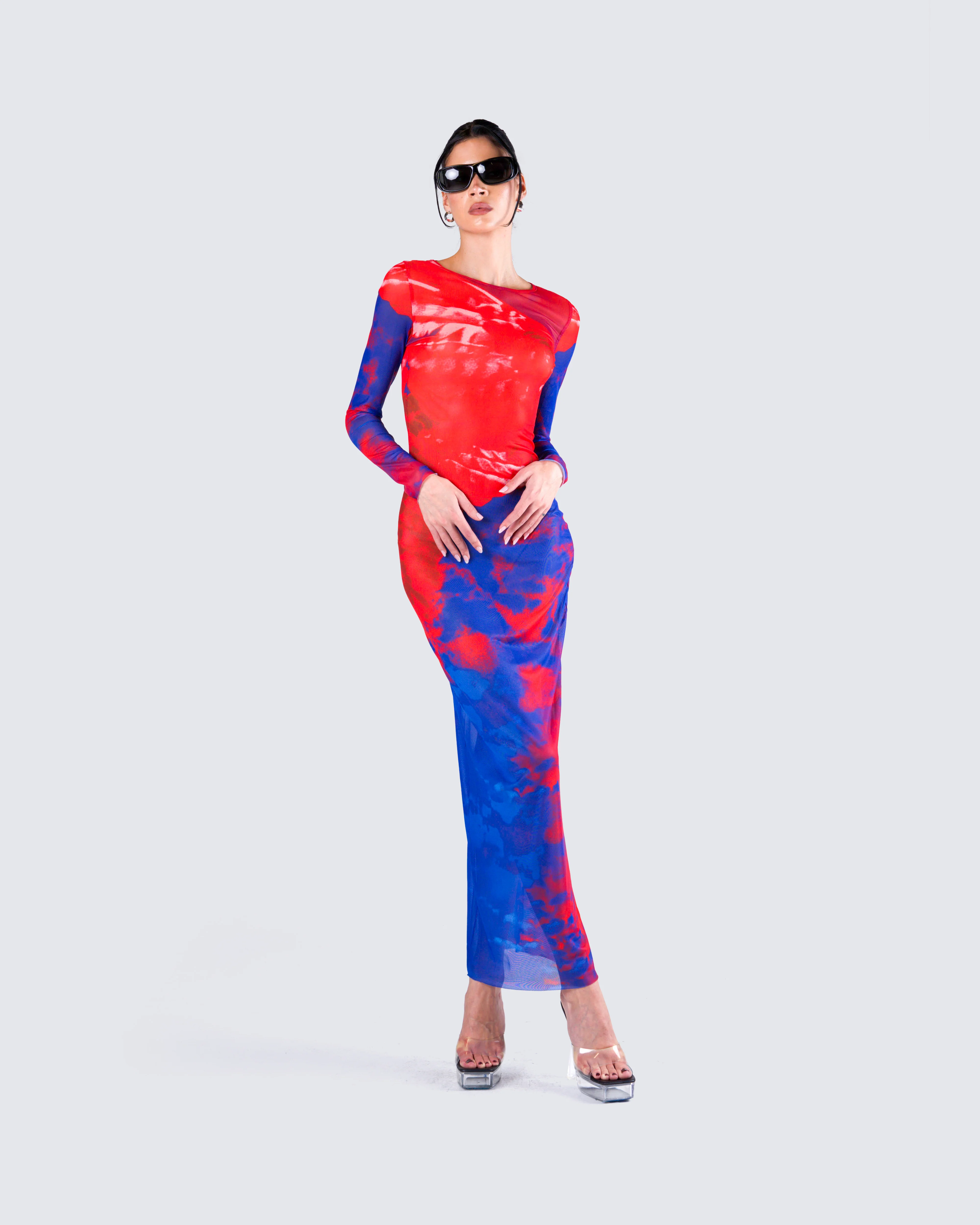Kavya Multi Print Mesh Maxi Dress - Image 8