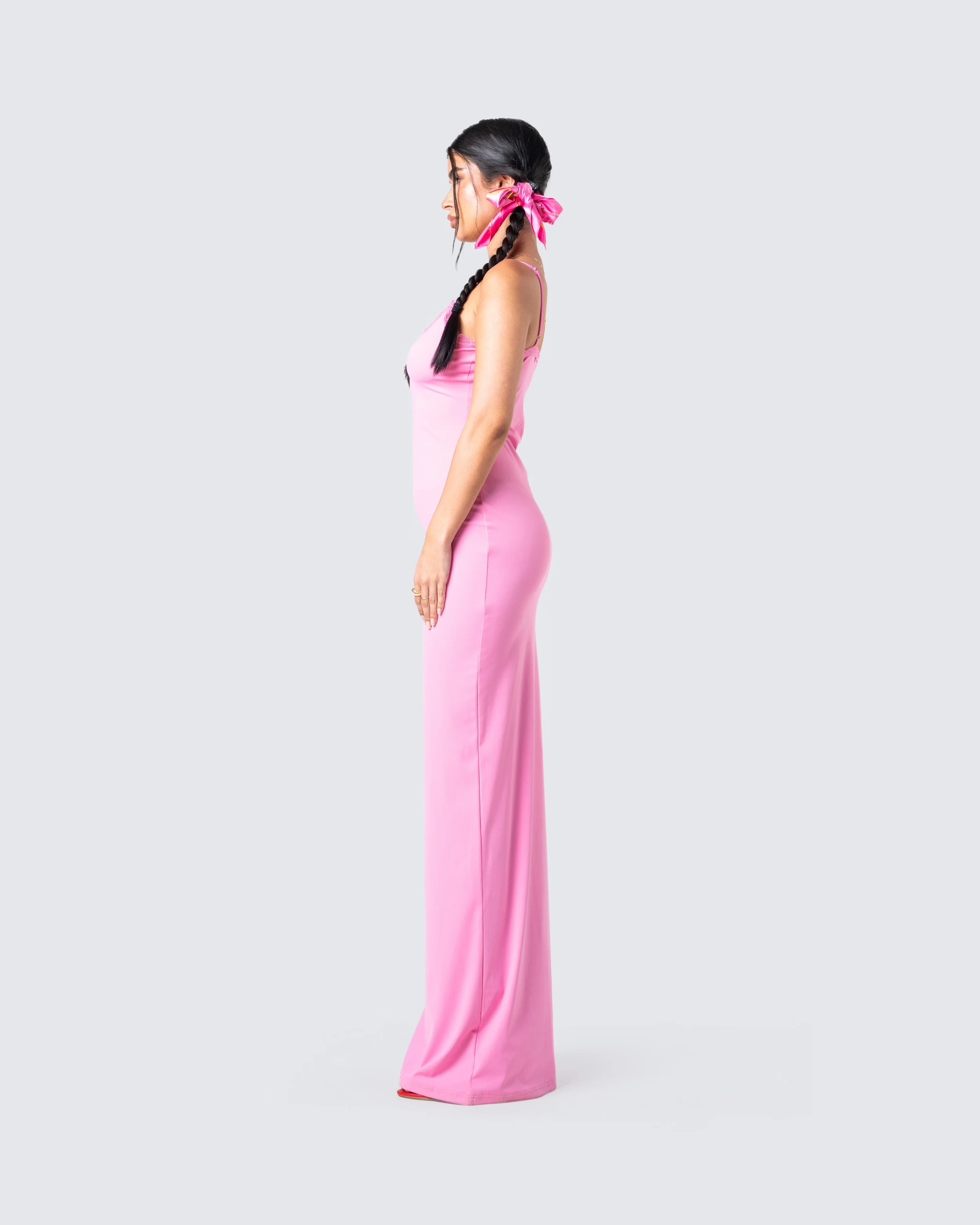 Kayla Pink Fitted Maxi Dress - Image 4