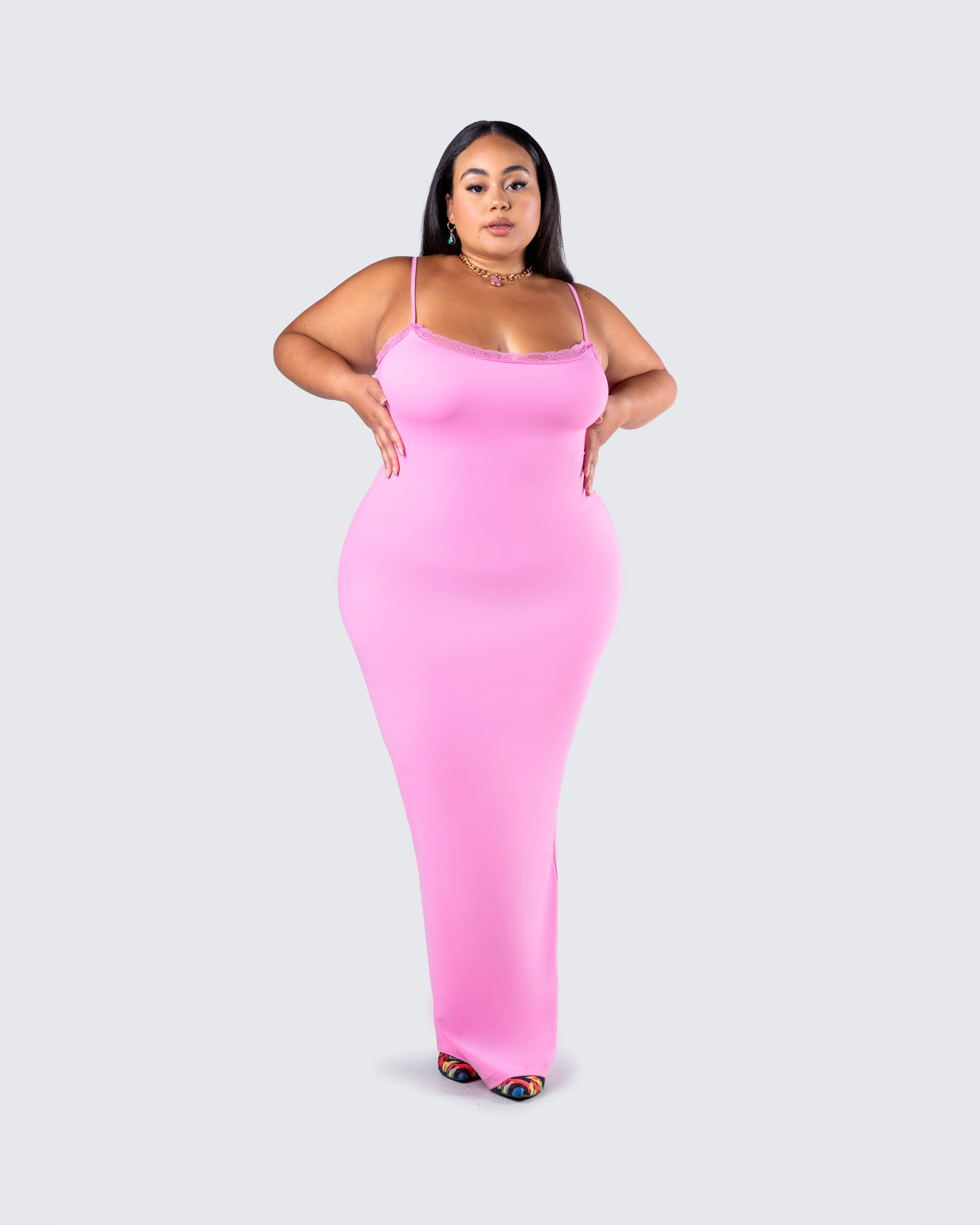 Kayla Pink Fitted Maxi Dress - Image 6