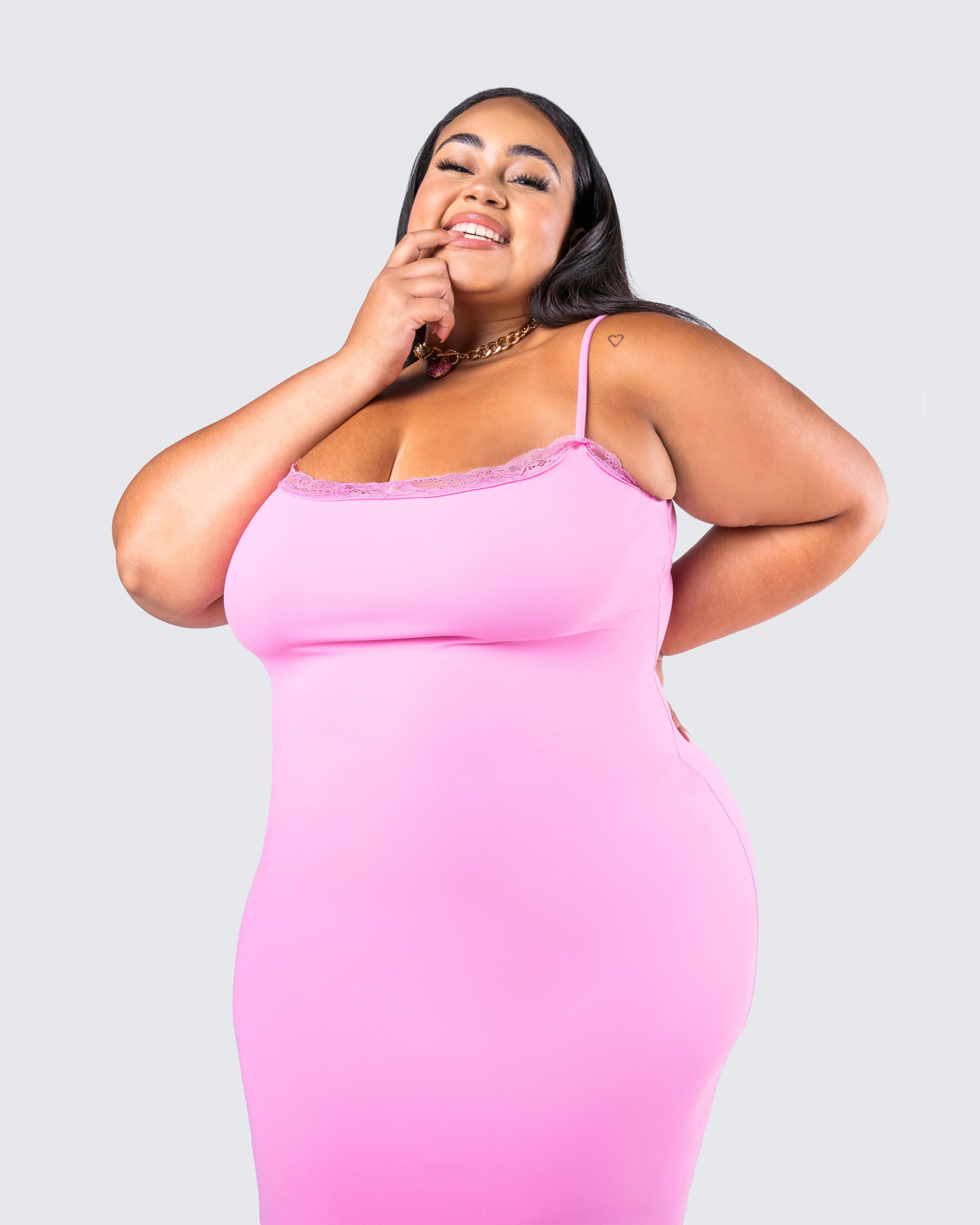 Kayla Pink Fitted Maxi Dress - Image 7