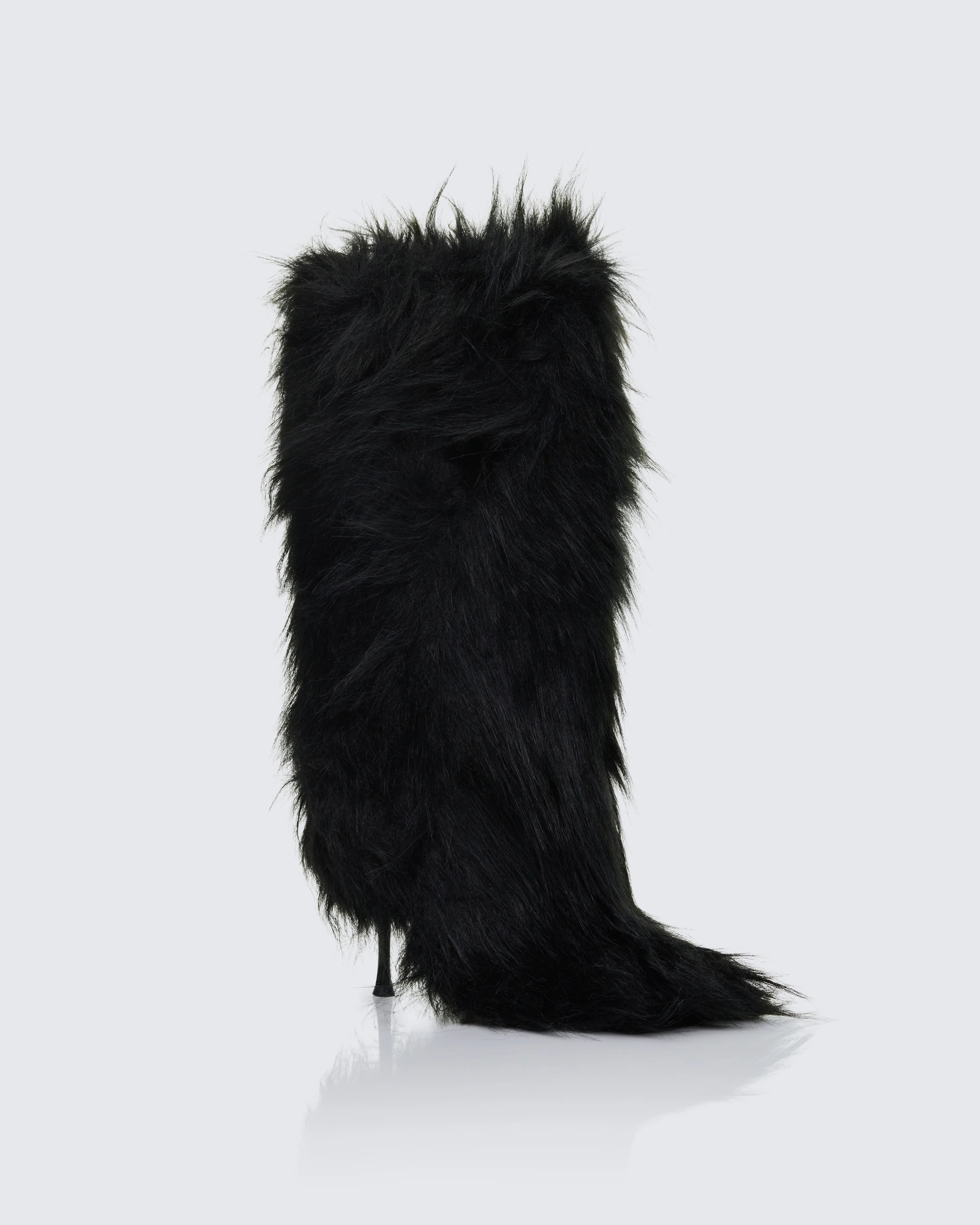 Kendall Black Fur XXL Yetti Heeled Boot - Image 2
