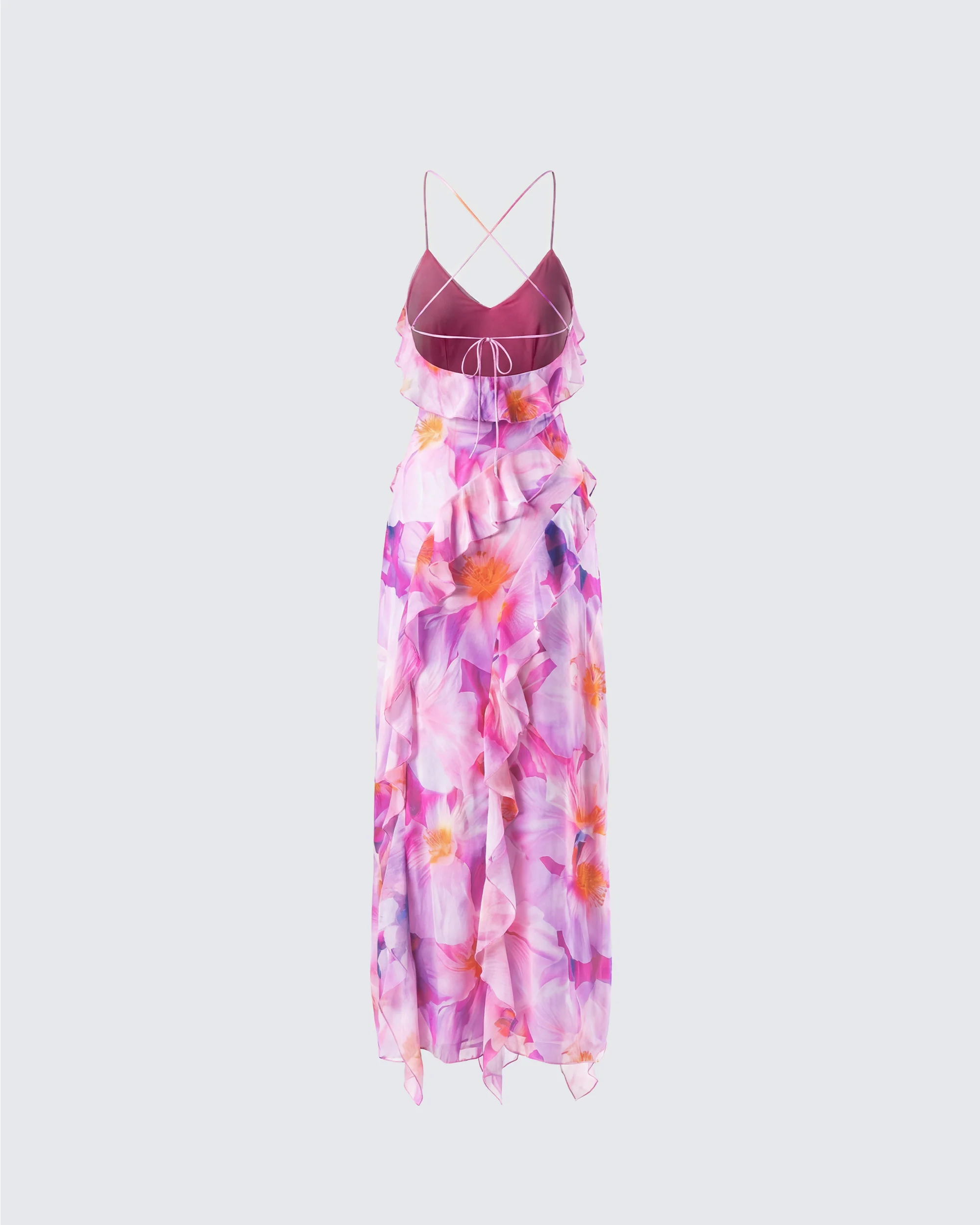 Kenya Pink Floral Ruffle Maxi Dress - Image 2