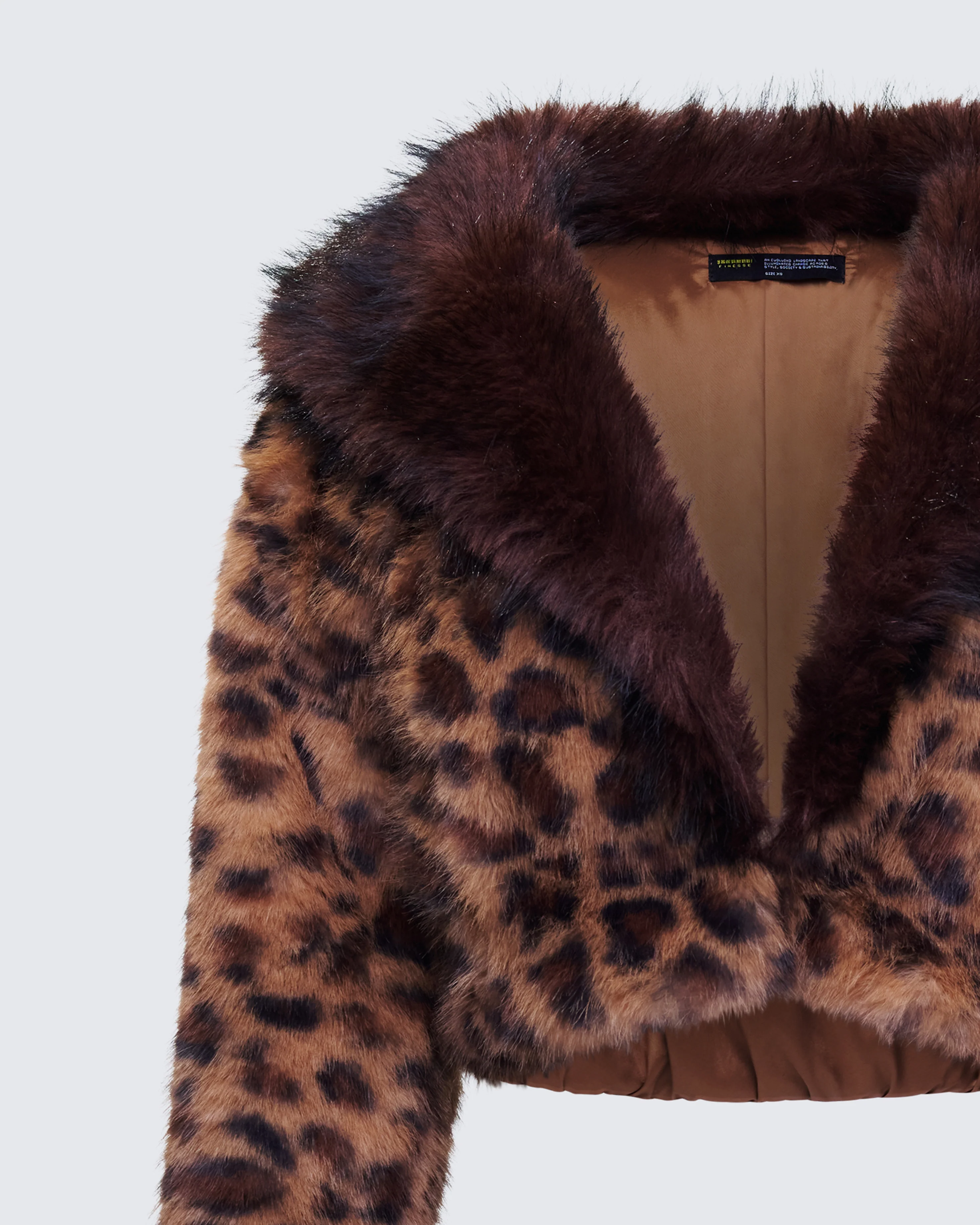 Kenza Brown Faux Leopard Fur Jacket - Image 7