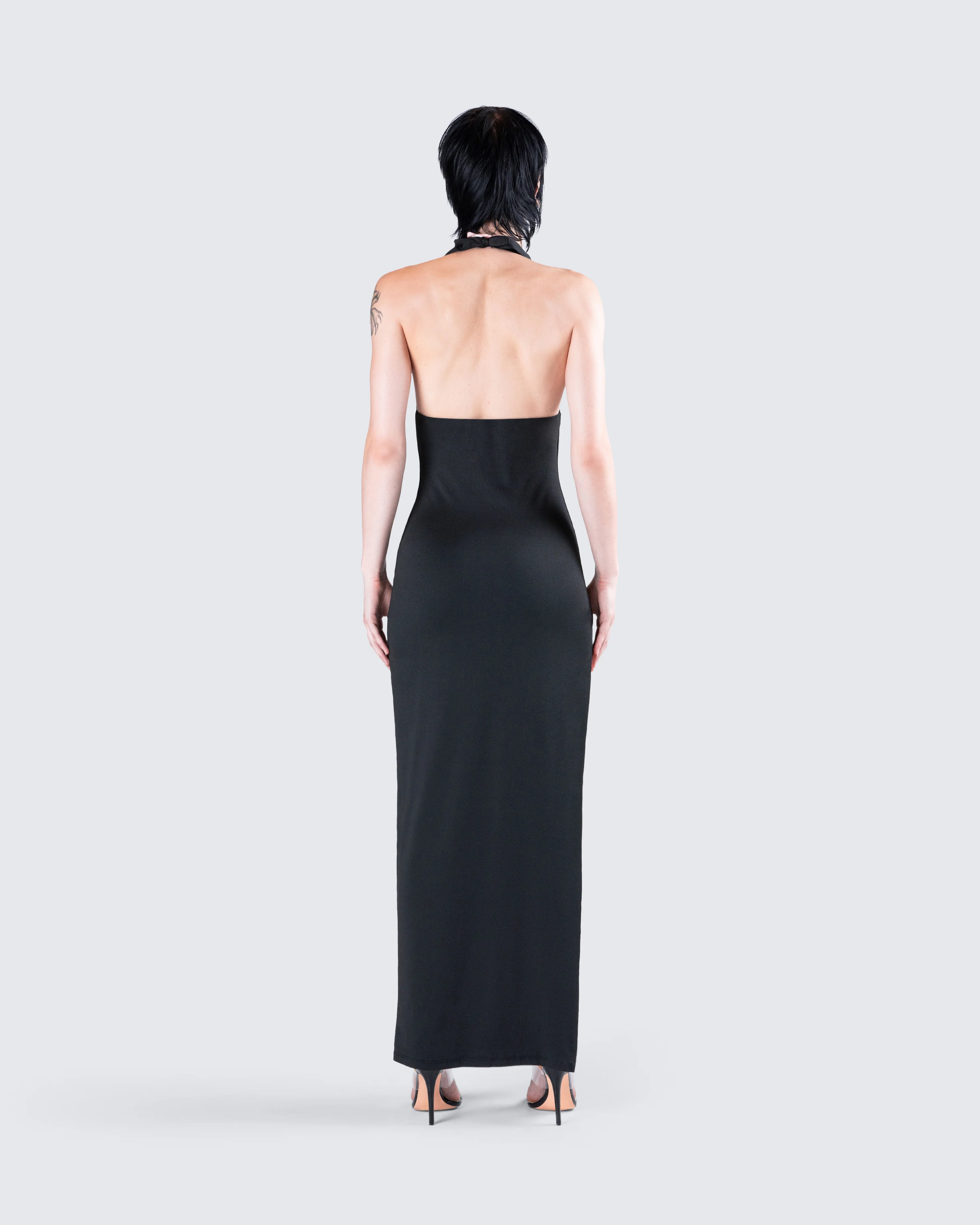 Kiari Black Halter Maxi Dress - Image 7