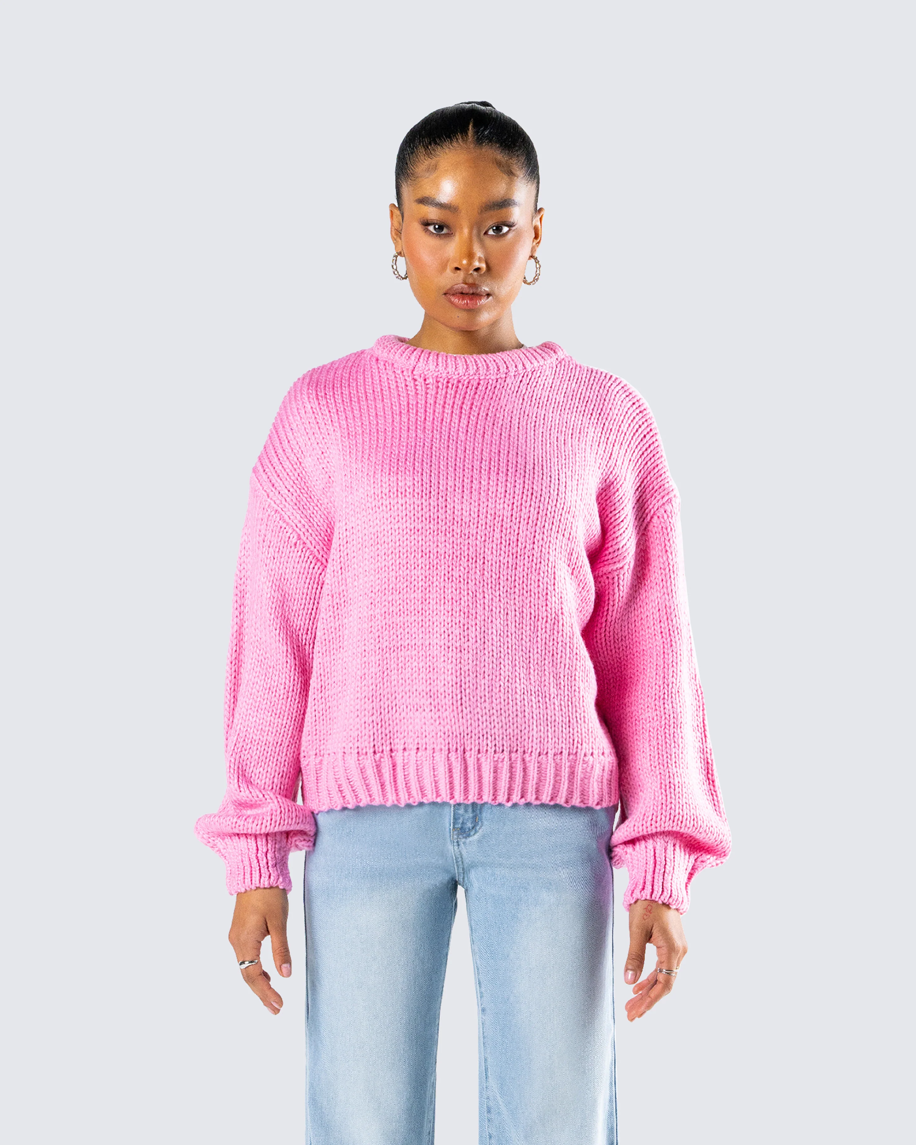 Kiera Pink Chunky Sweater Top - Image 4