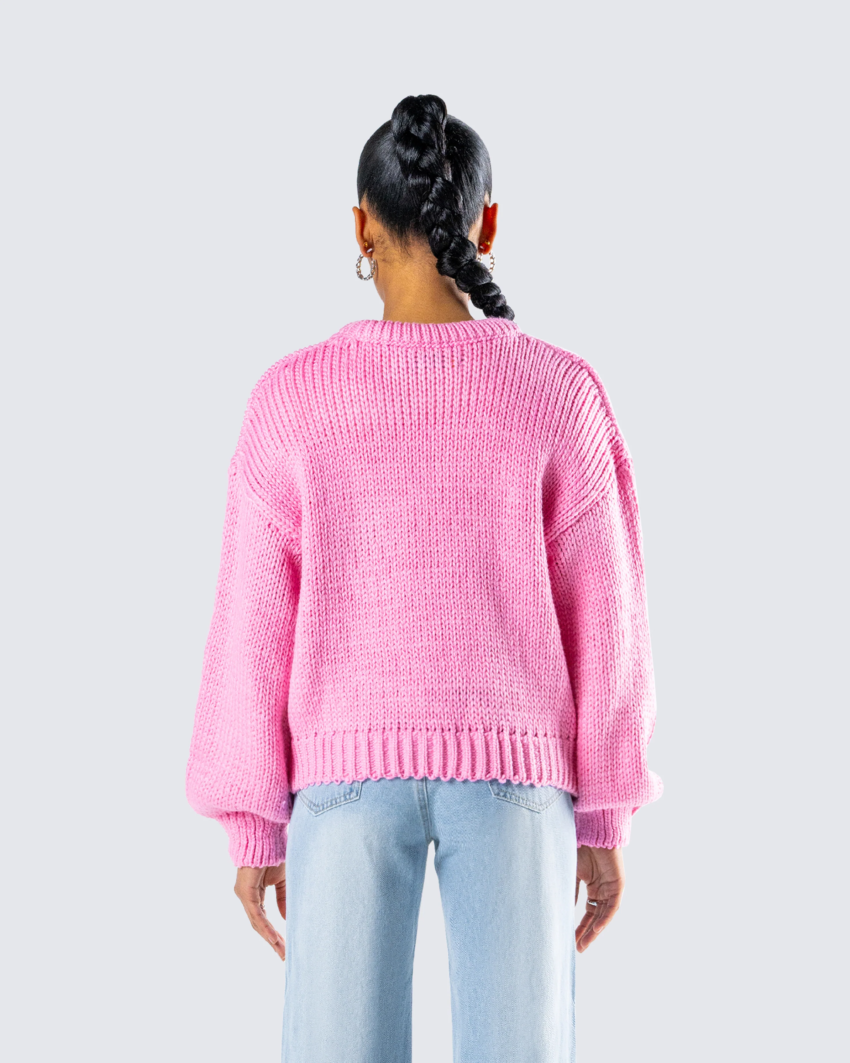 Kiera Pink Chunky Sweater Top - Image 7