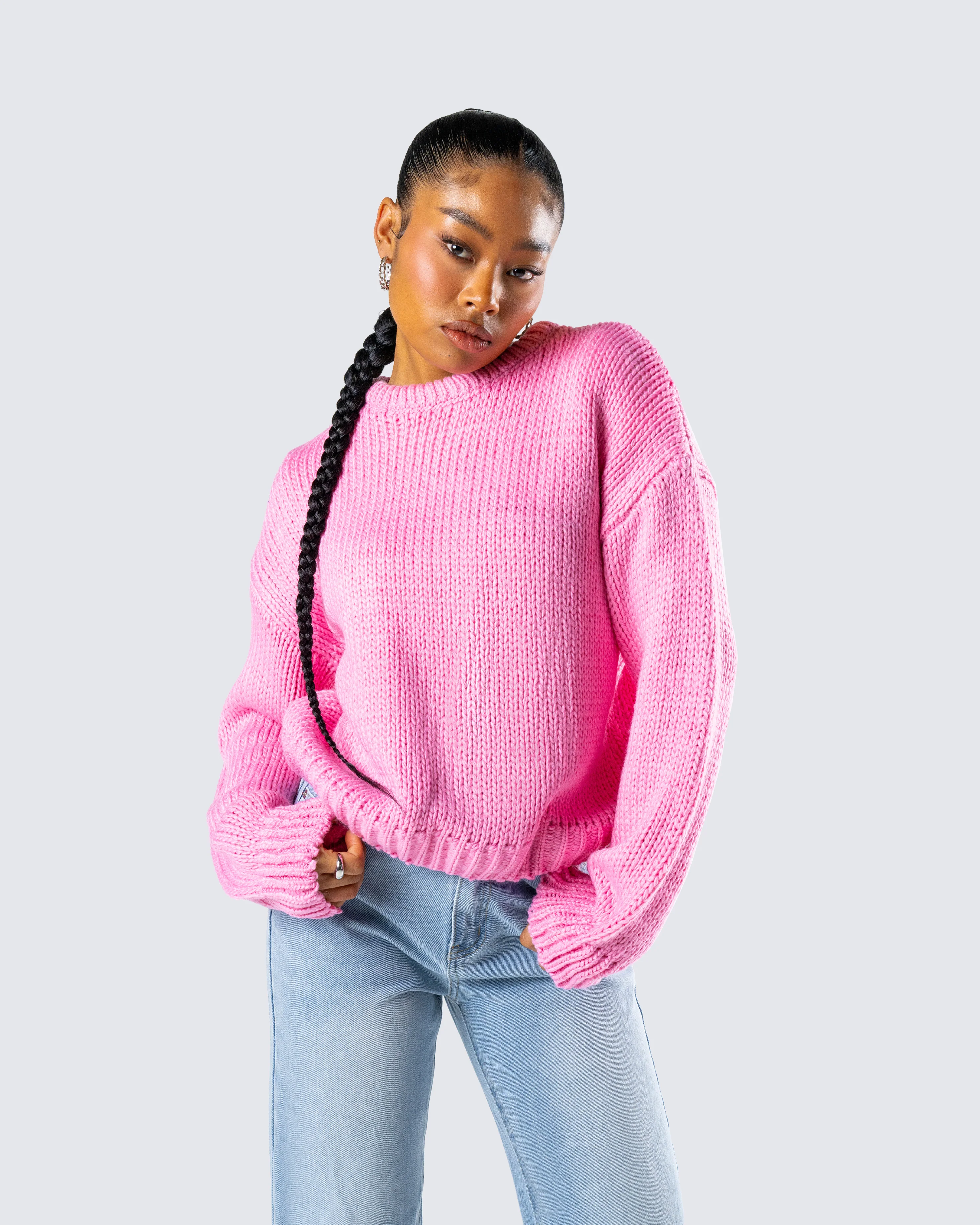 Kiera Pink Chunky Sweater Top - Image 8