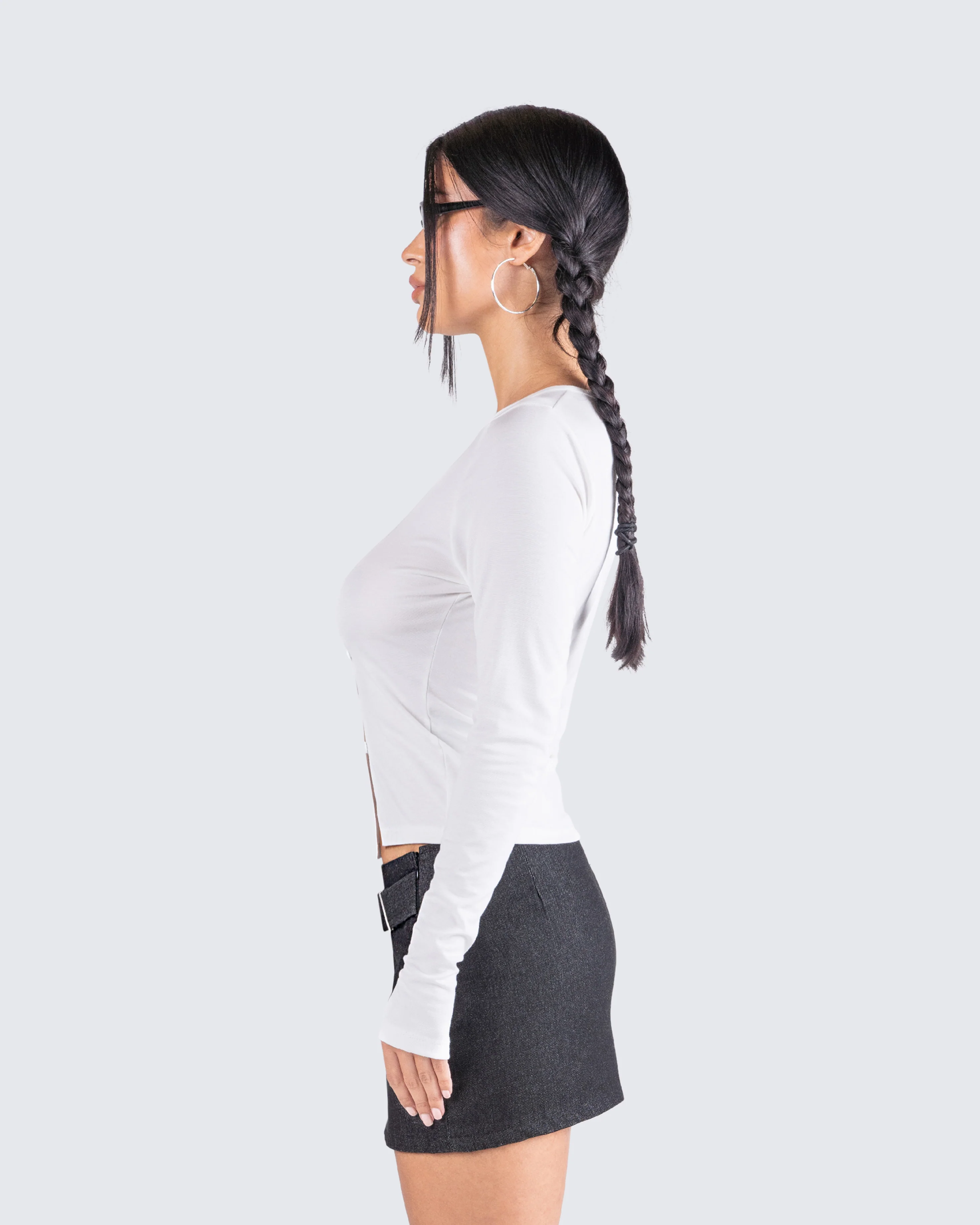 Kieran White Button Up Knit Top - Image 6