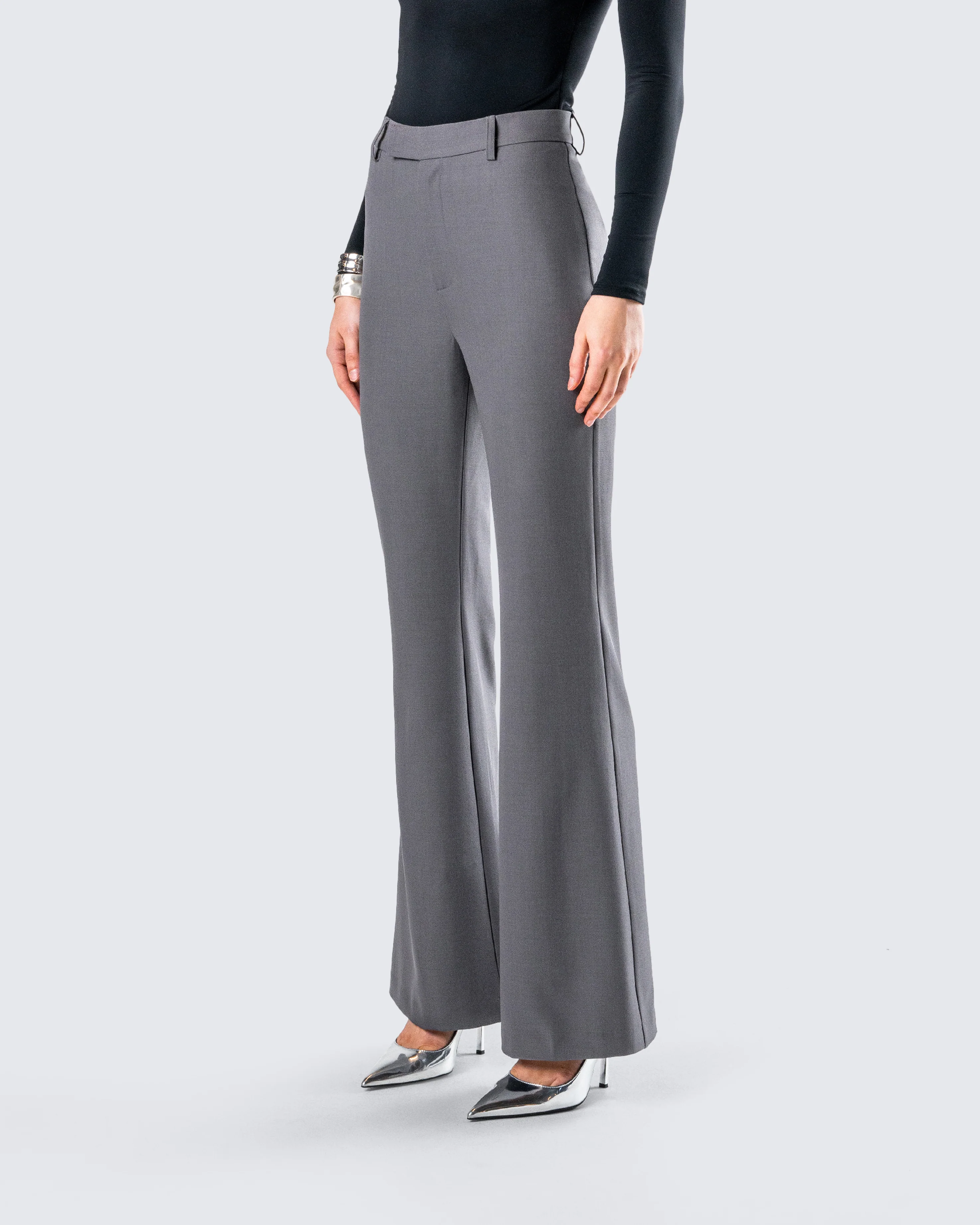 Kimberly Grey Flared Trouser Pant - Image 3