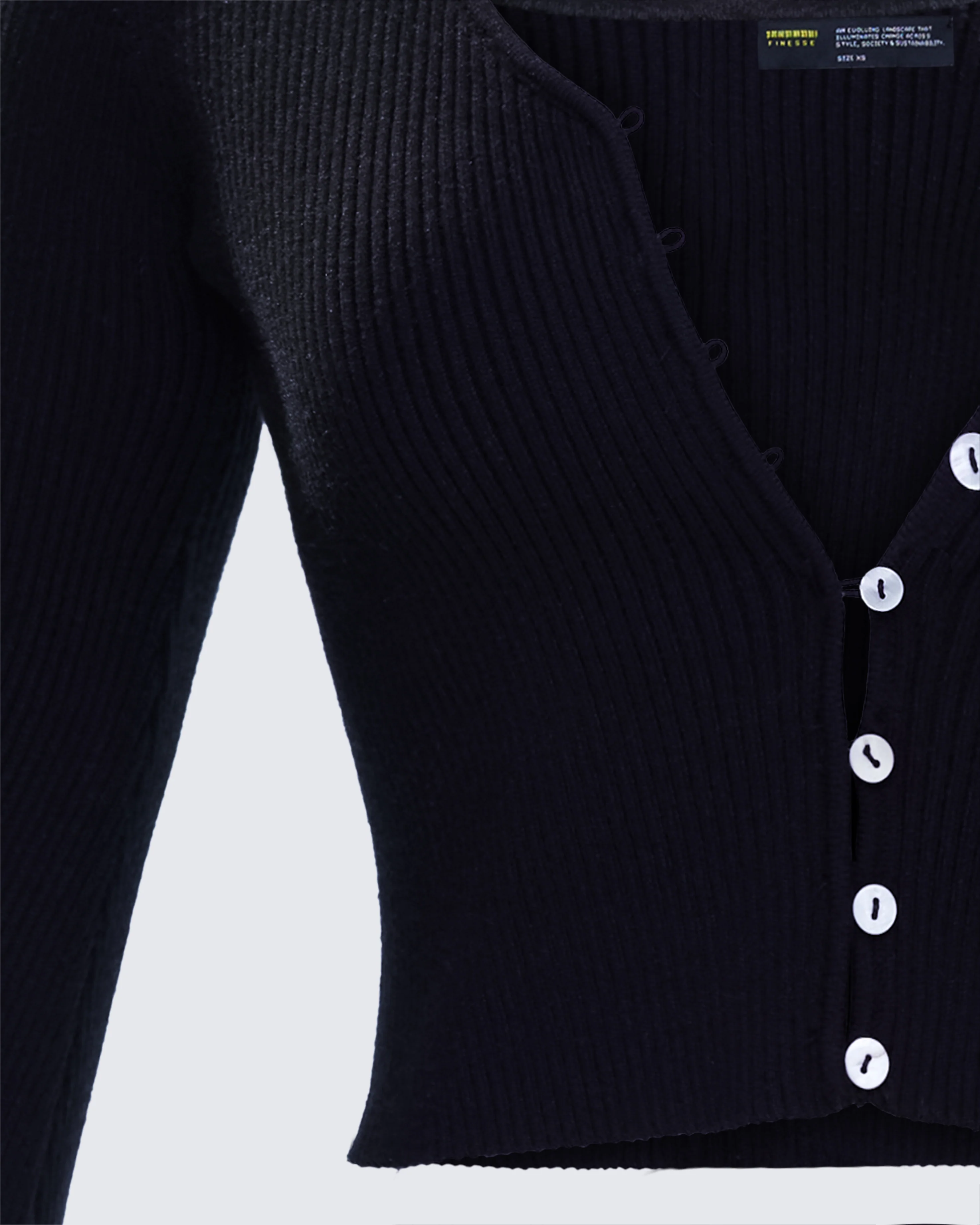 Kimmy Black Ribbed Cardigan Top - Image 6