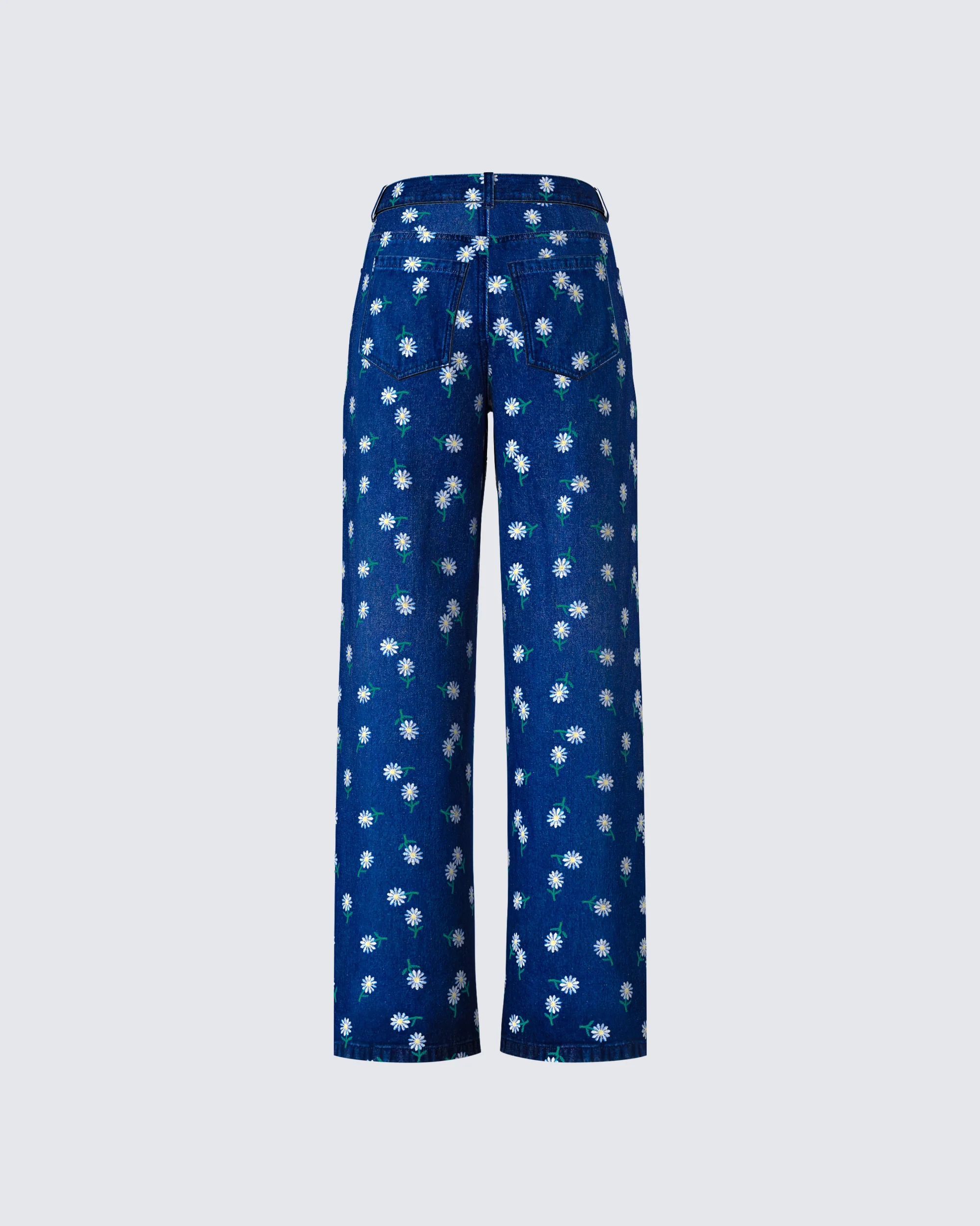 Kincade Blue Mid Rise Floral Embroidery Jean - Image 3