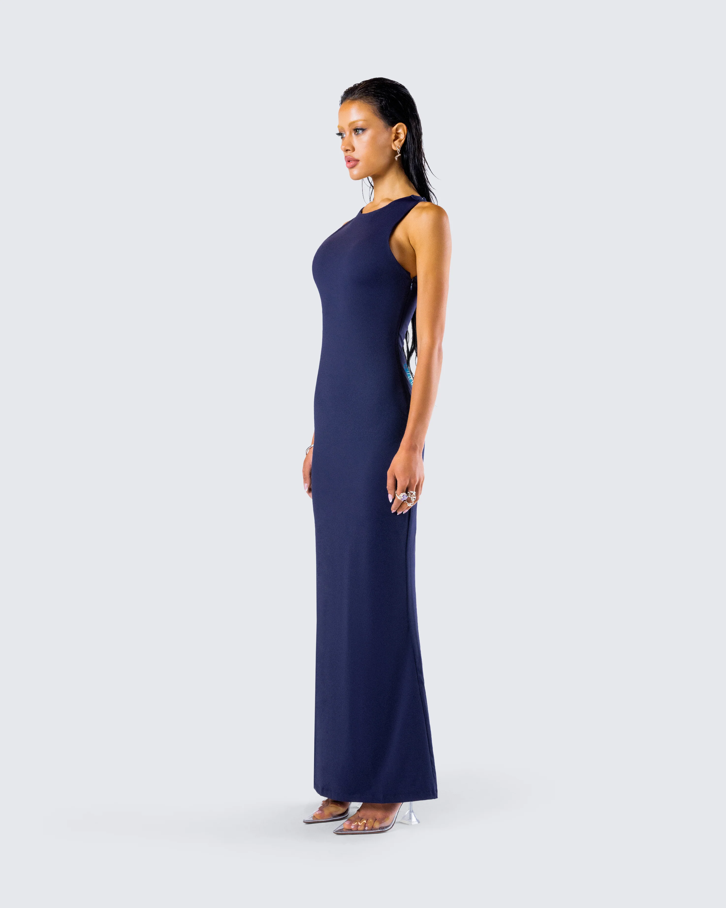Kinny Navy Butterfly Print Maxi Dress - Image 5