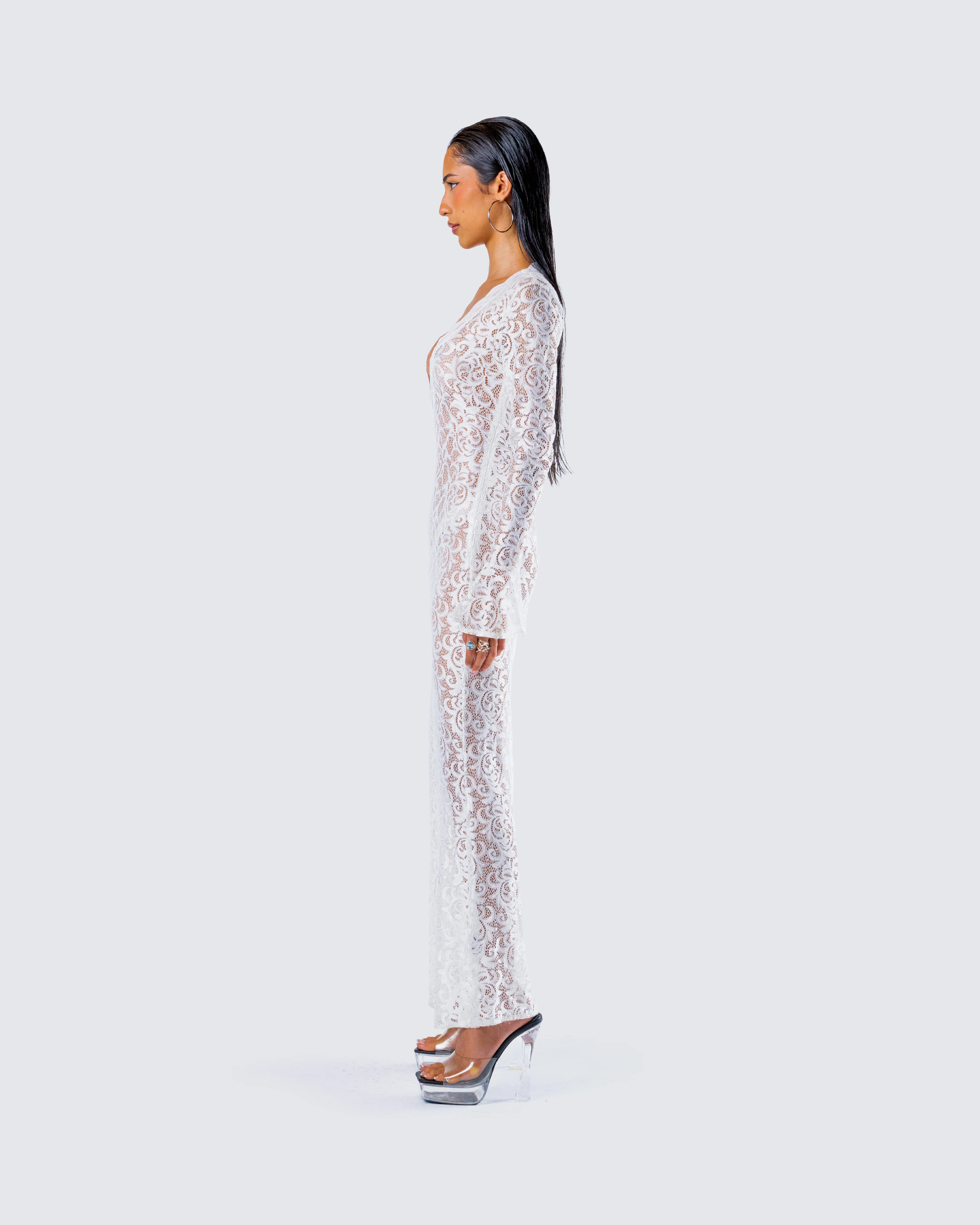 Kobina White Lace Maxi Dress - Image 6