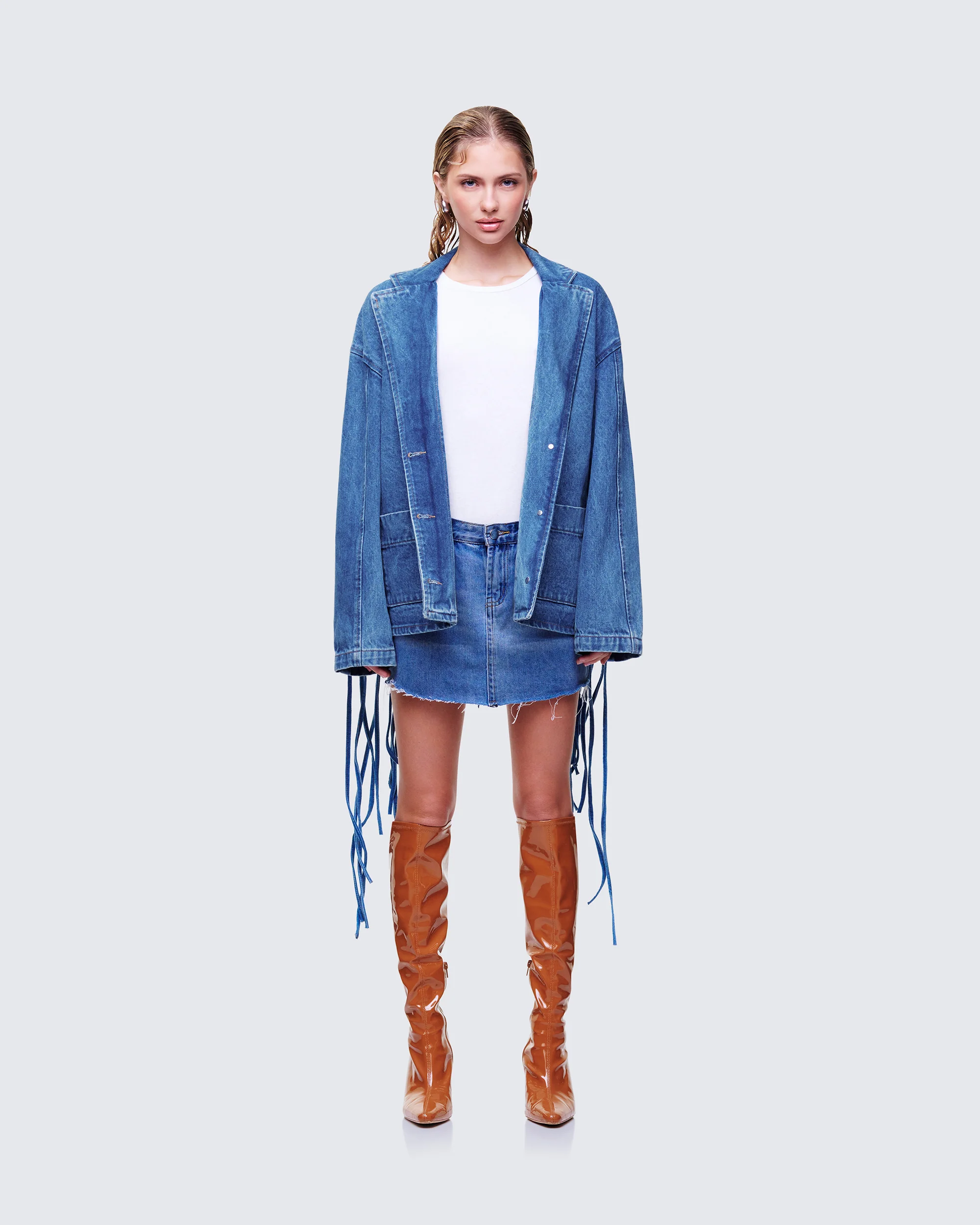 Kumi Blue Denim Macrame Jacket - Image 2