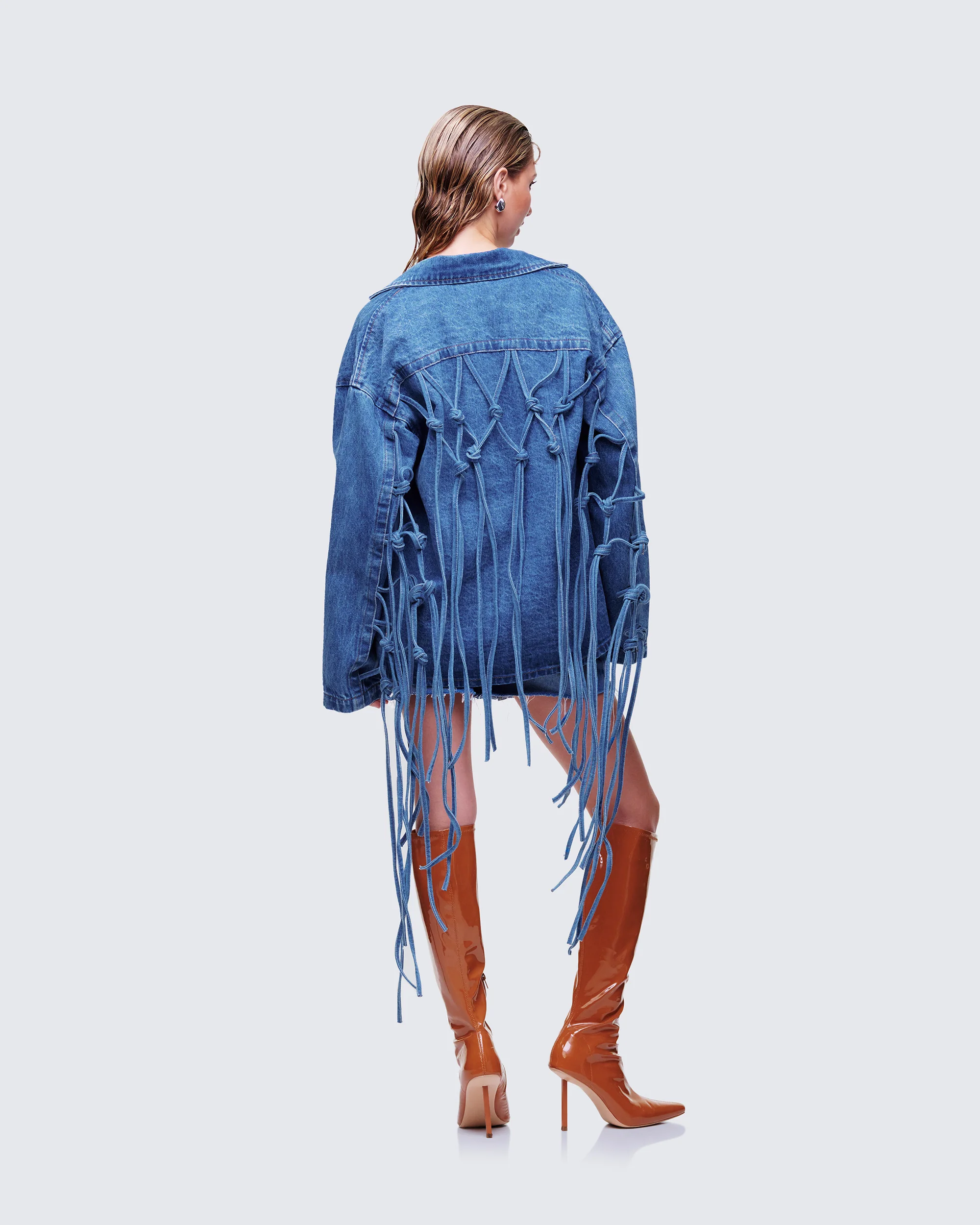 Kumi Blue Denim Macrame Jacket - Image 5