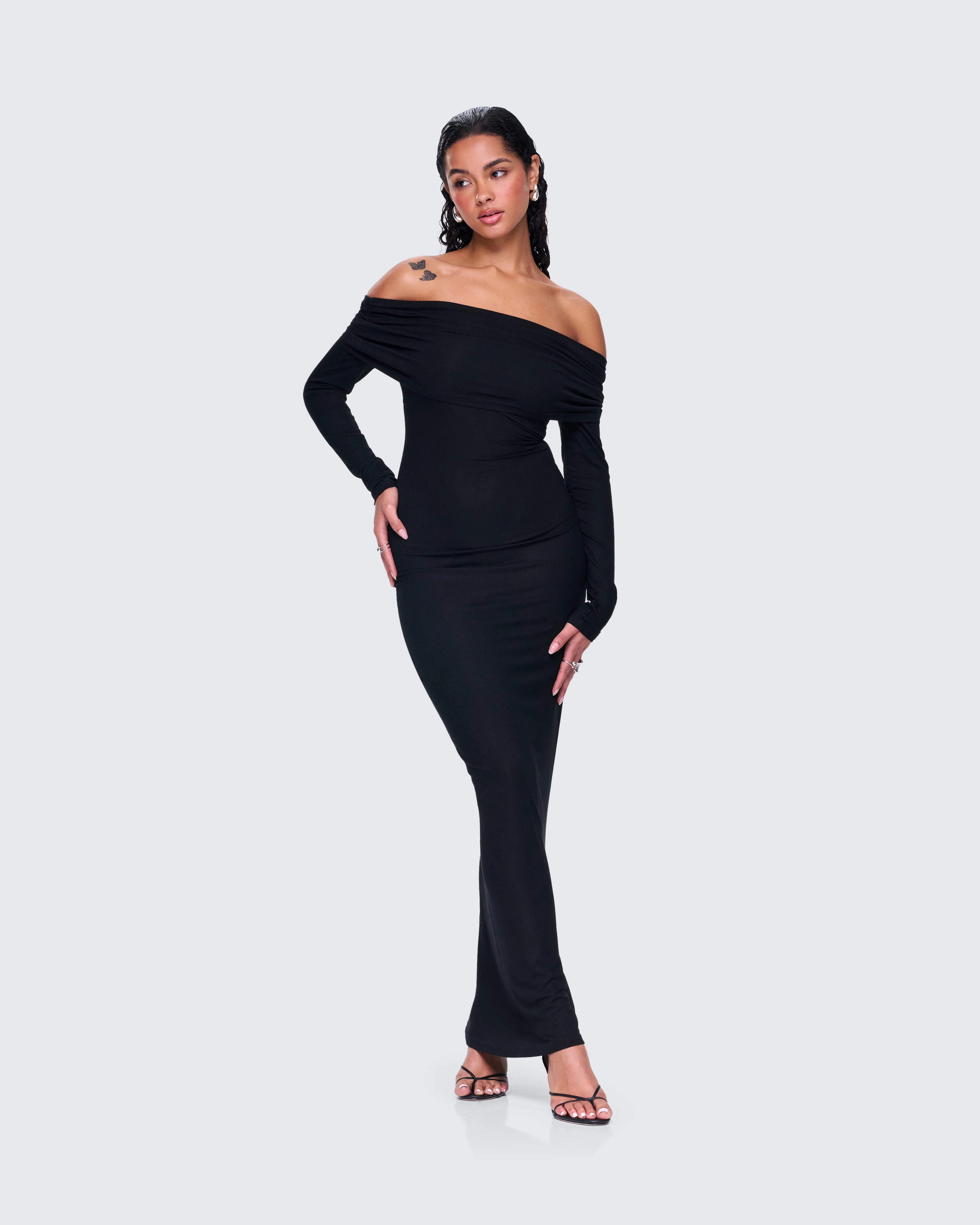 Kyan Black Off Shoulder Maxi Dress - Image 5