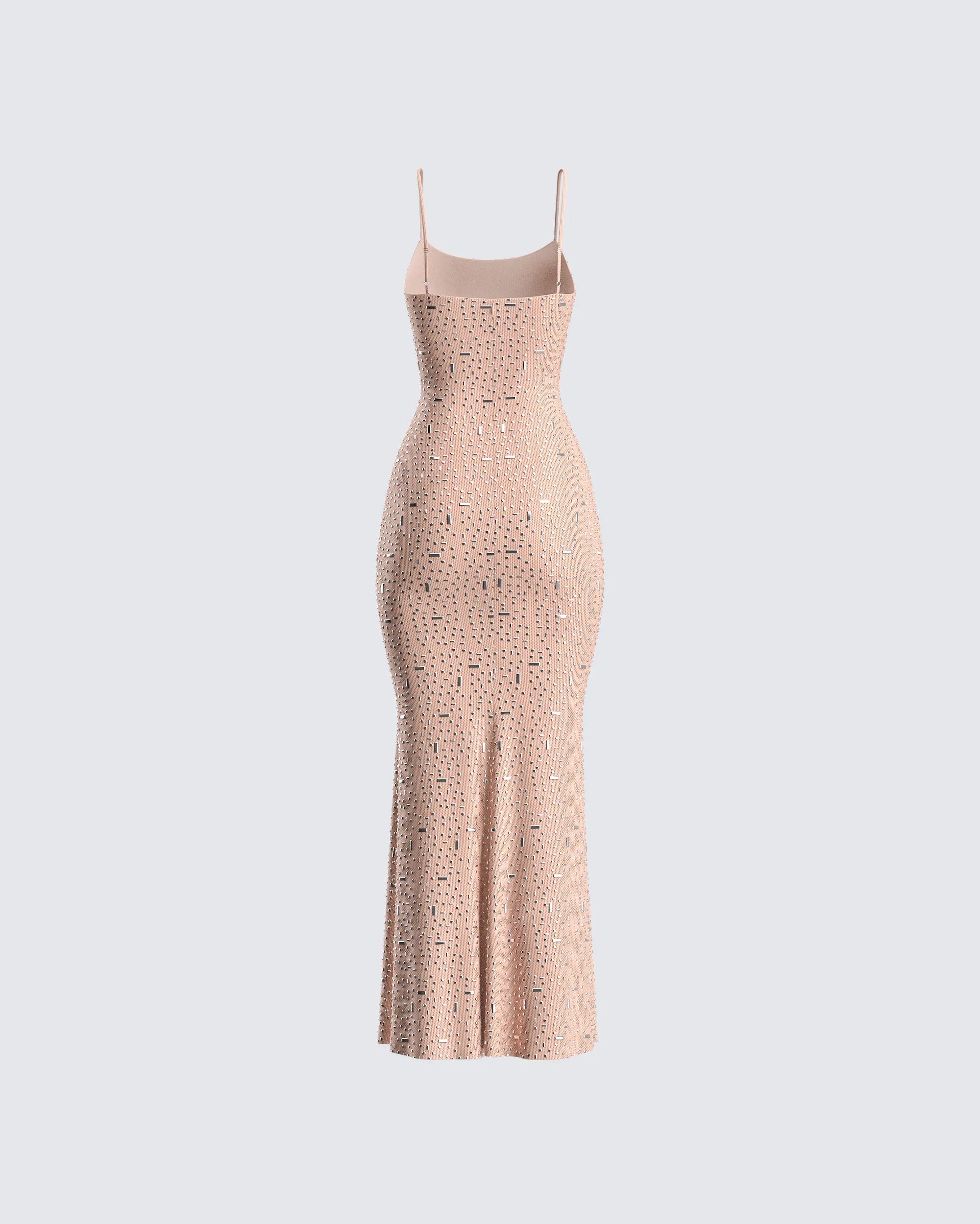 Lan Nude Rhinestone Maxi Dress - Image 3