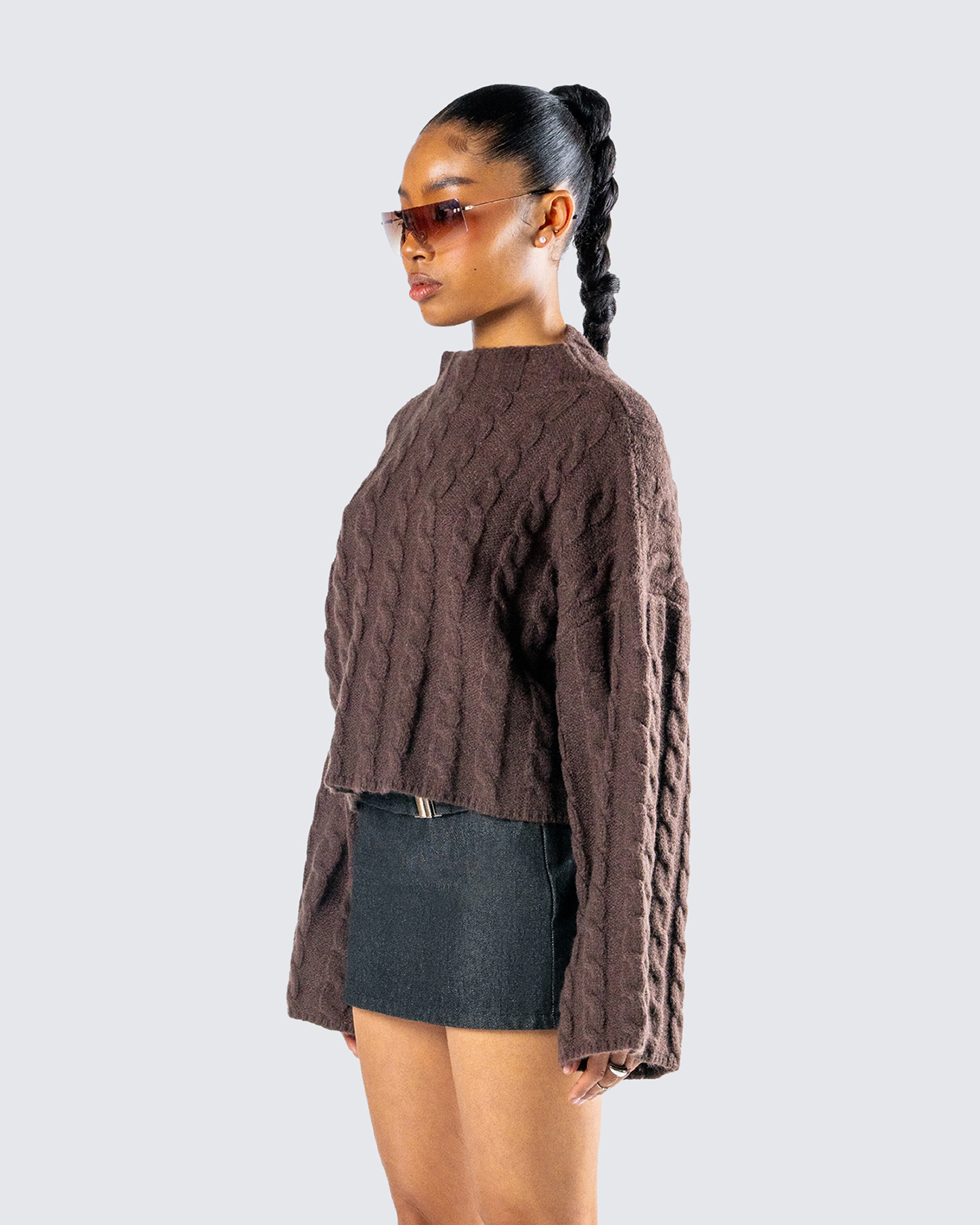 Larissa Brown Cable Knit Sweater - Image 5