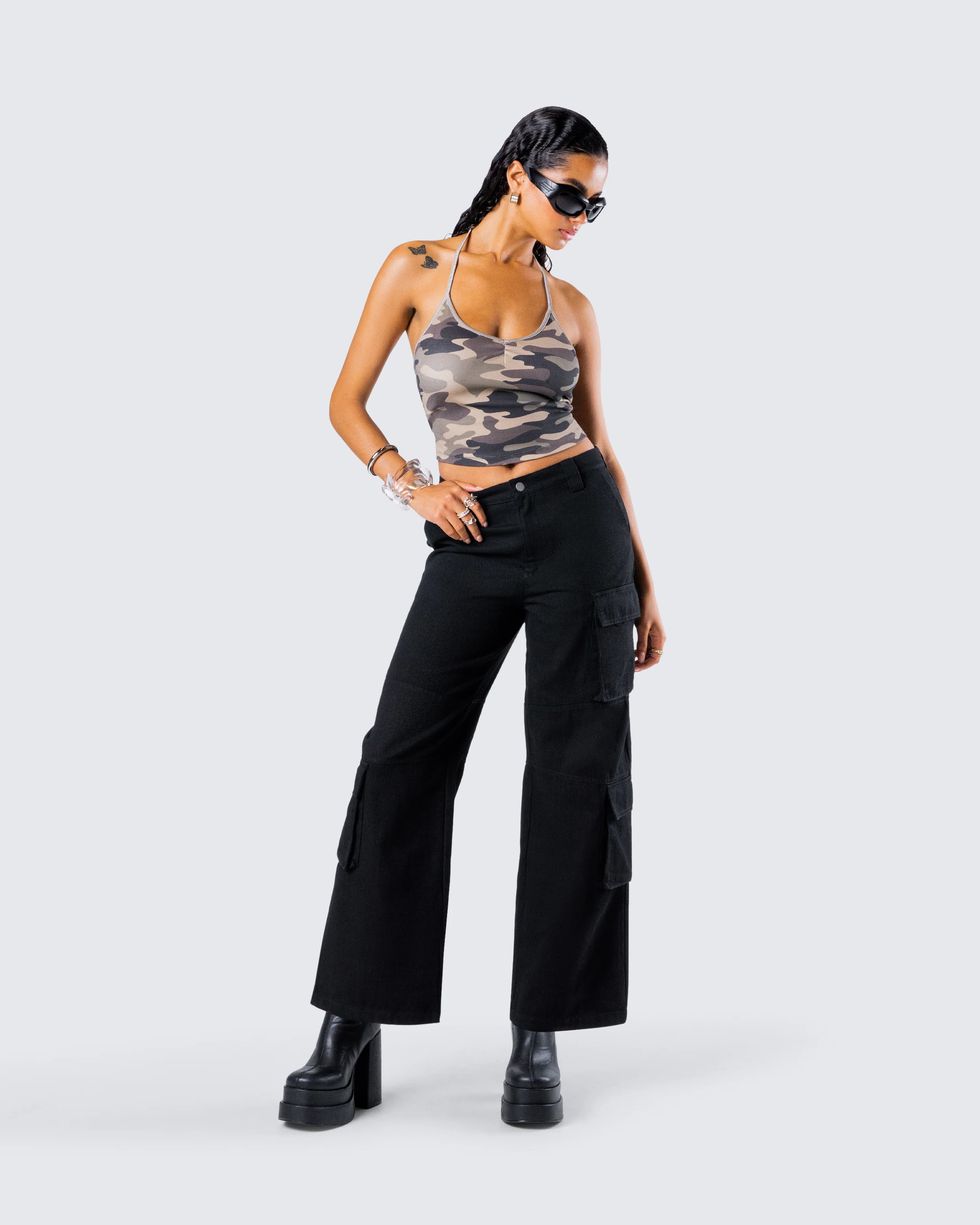 Laura Black Twill Cargo Pant - Image 9