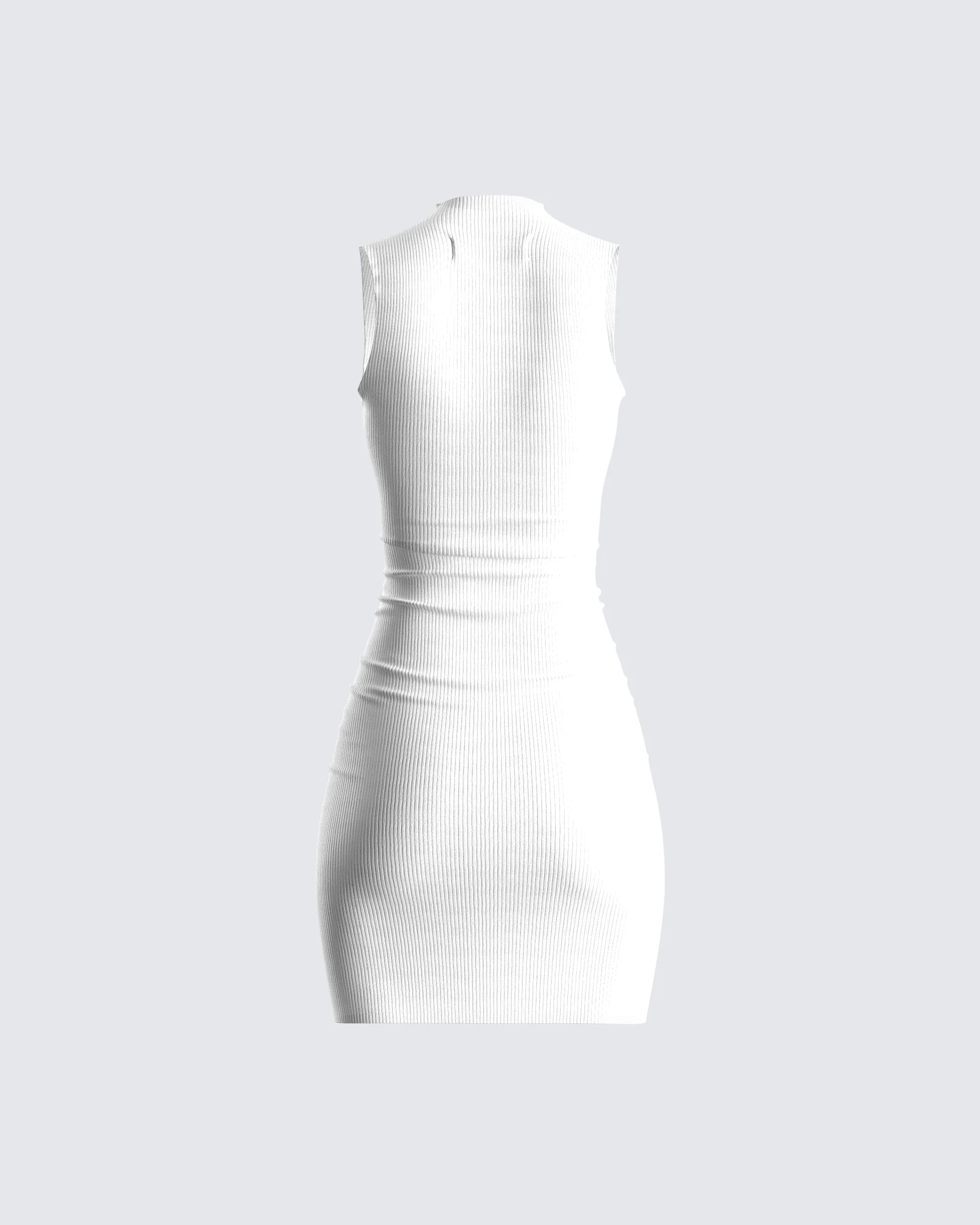 Lauren White Rib Mini Dress - Image 3
