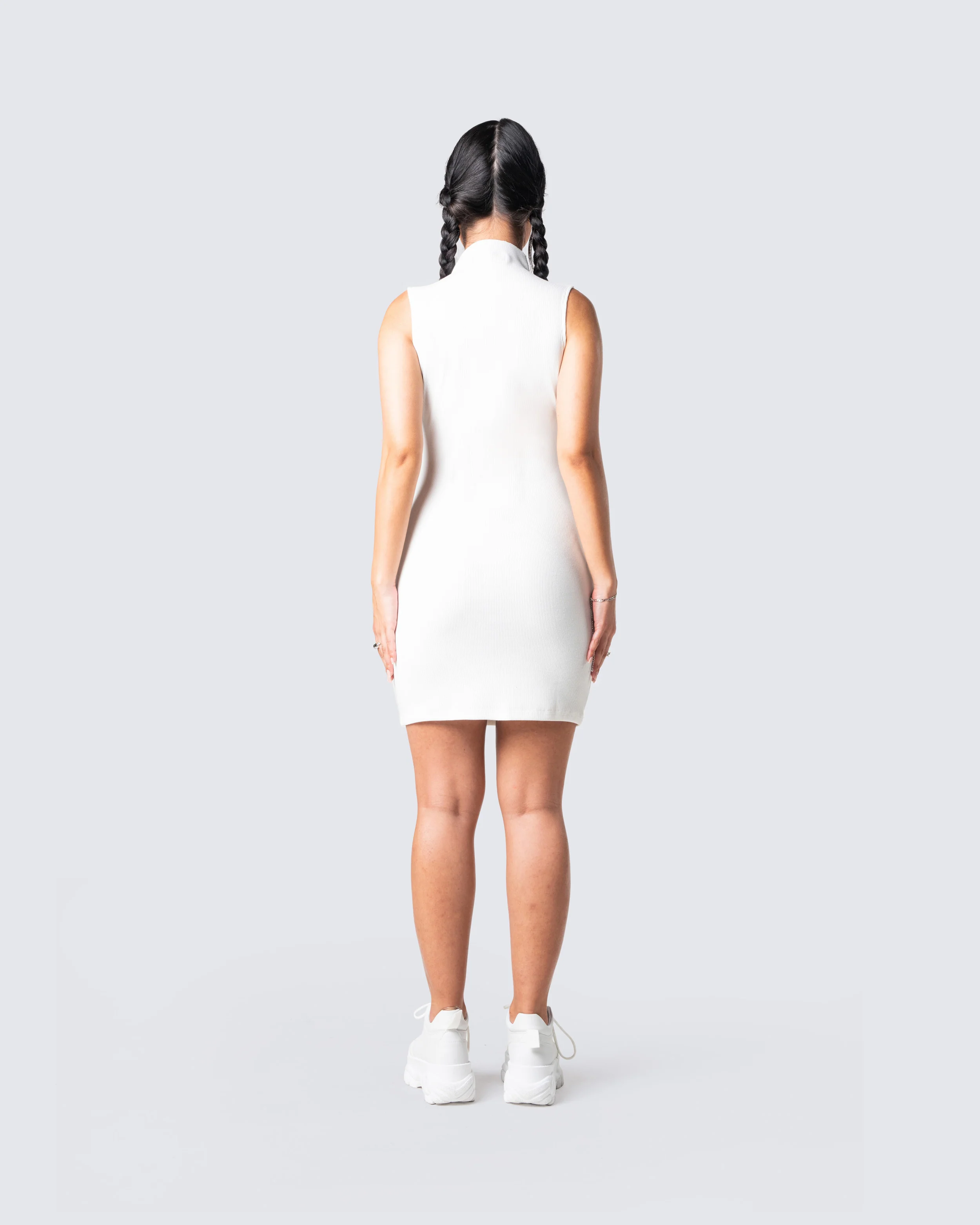 Lauren White Rib Mini Dress - Image 6