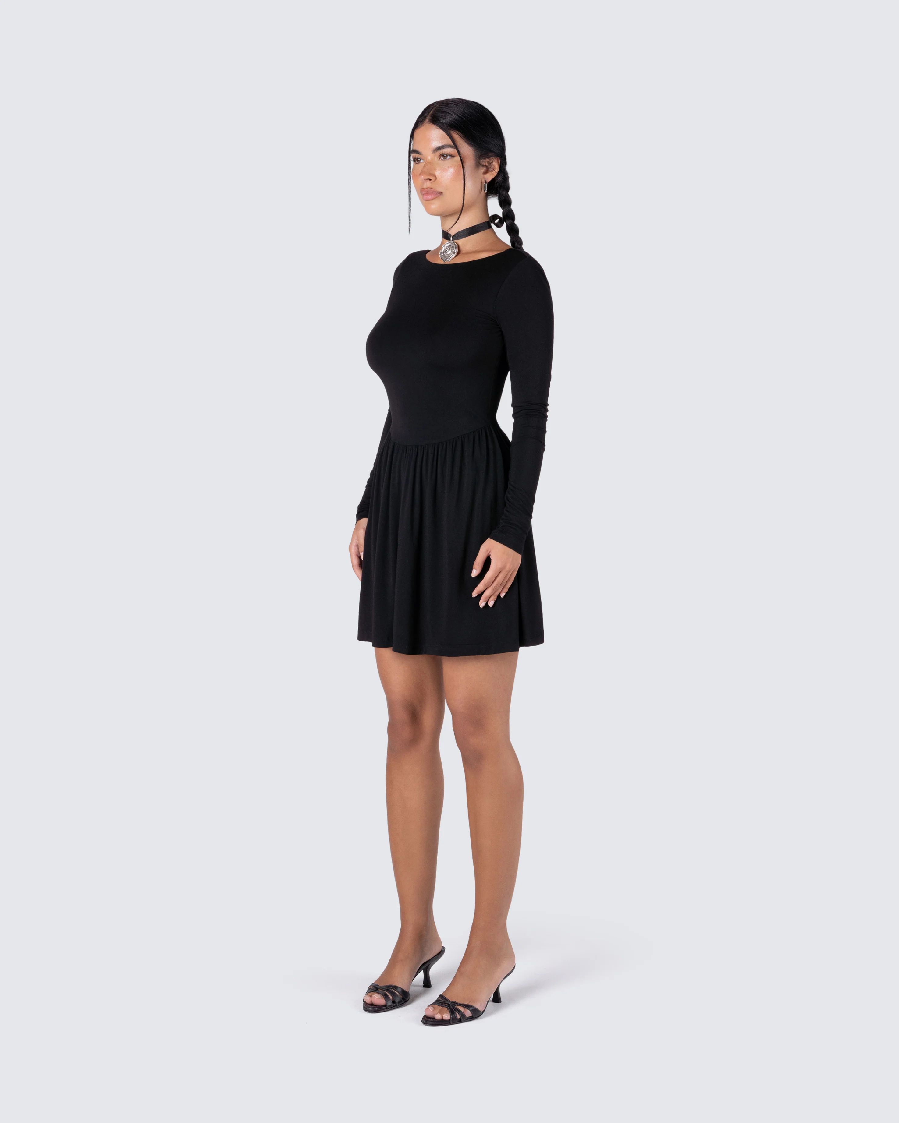 Leen Black Low Back Mini Dress - Image 5