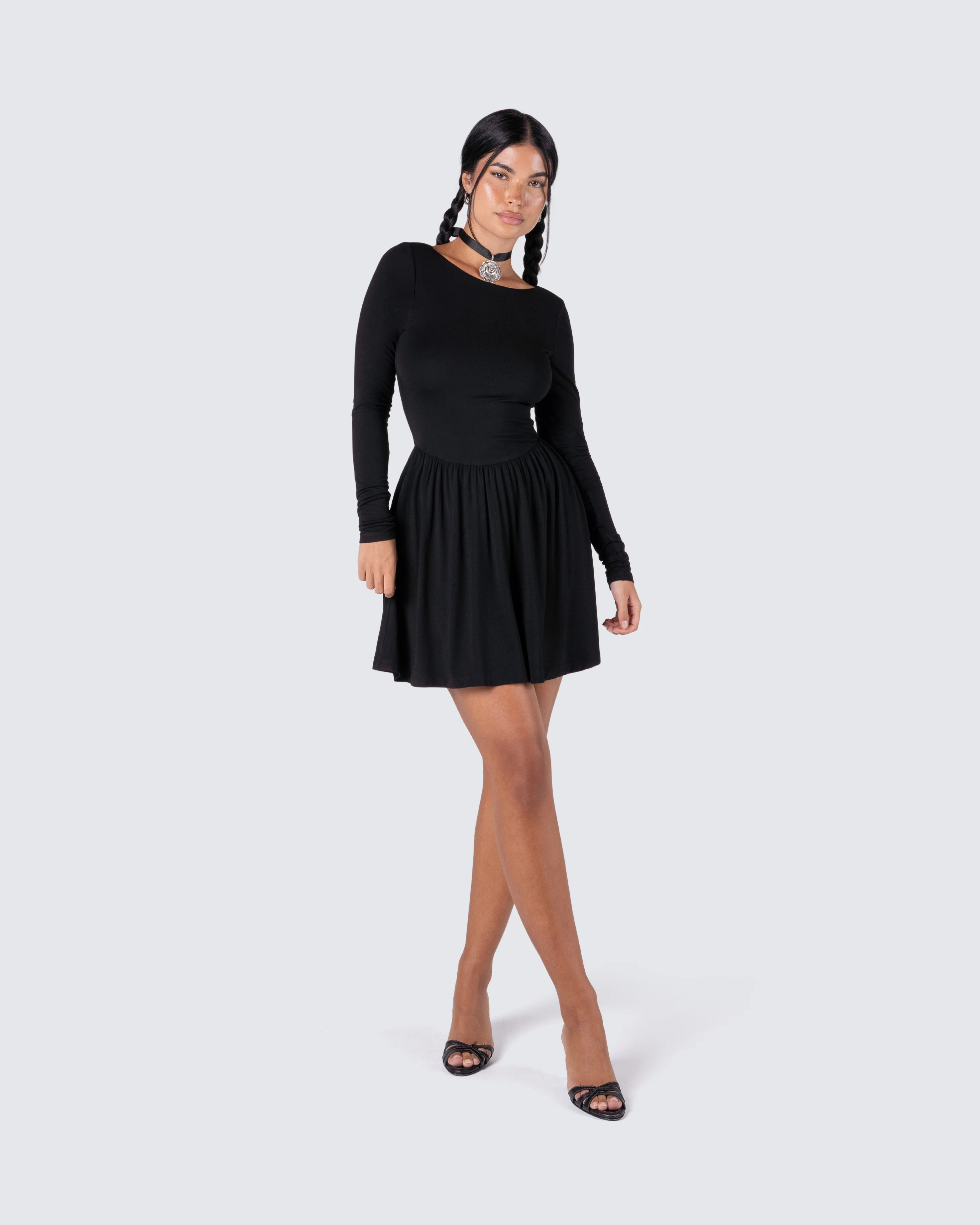 Leen Black Low Back Mini Dress - Image 8