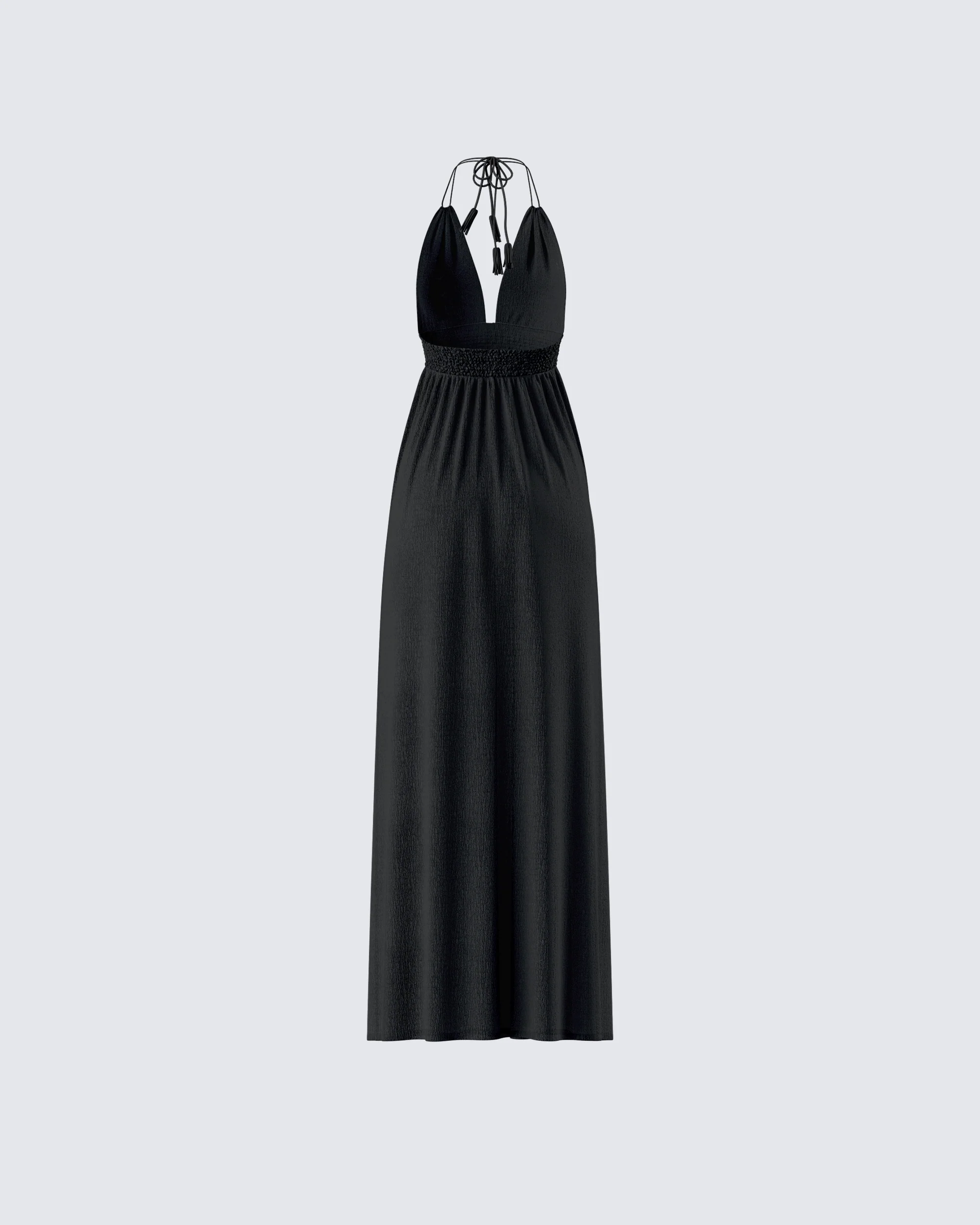 Leida Black Halter Maxi Dress - Image 3