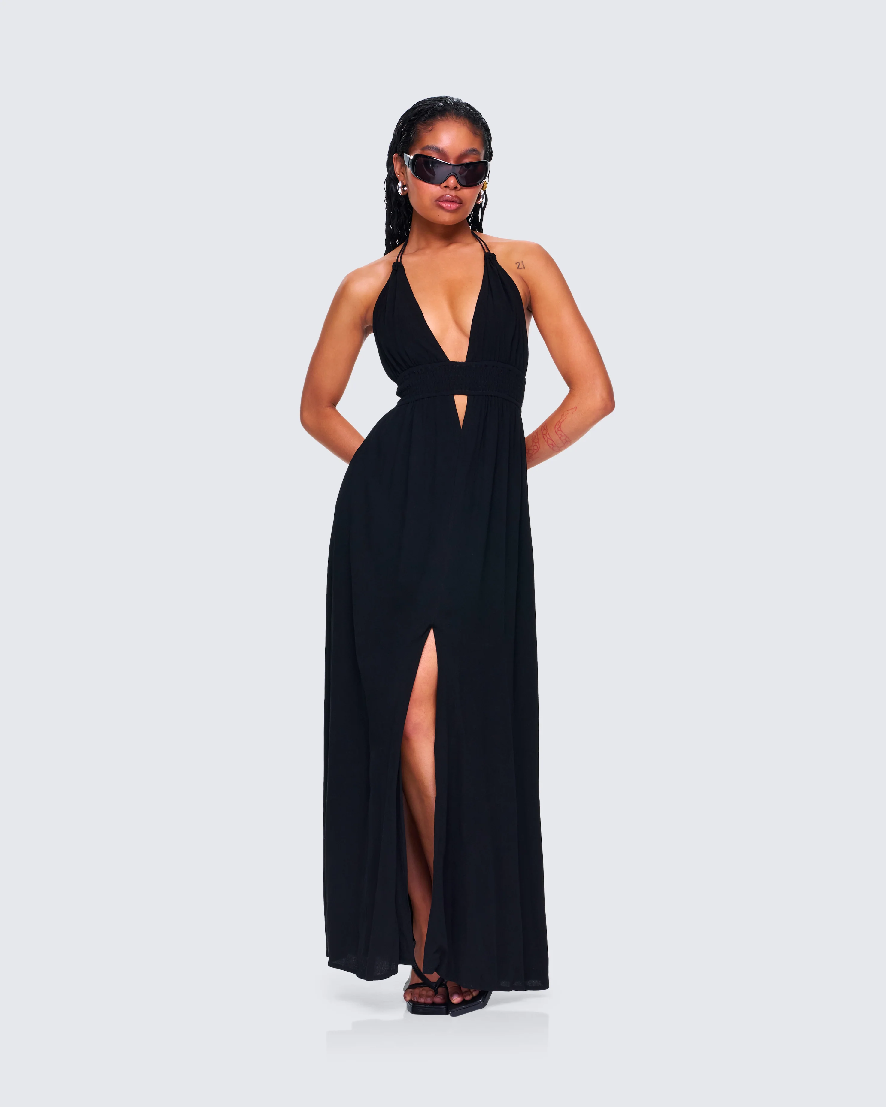 Leida Black Halter Maxi Dress - Image 5