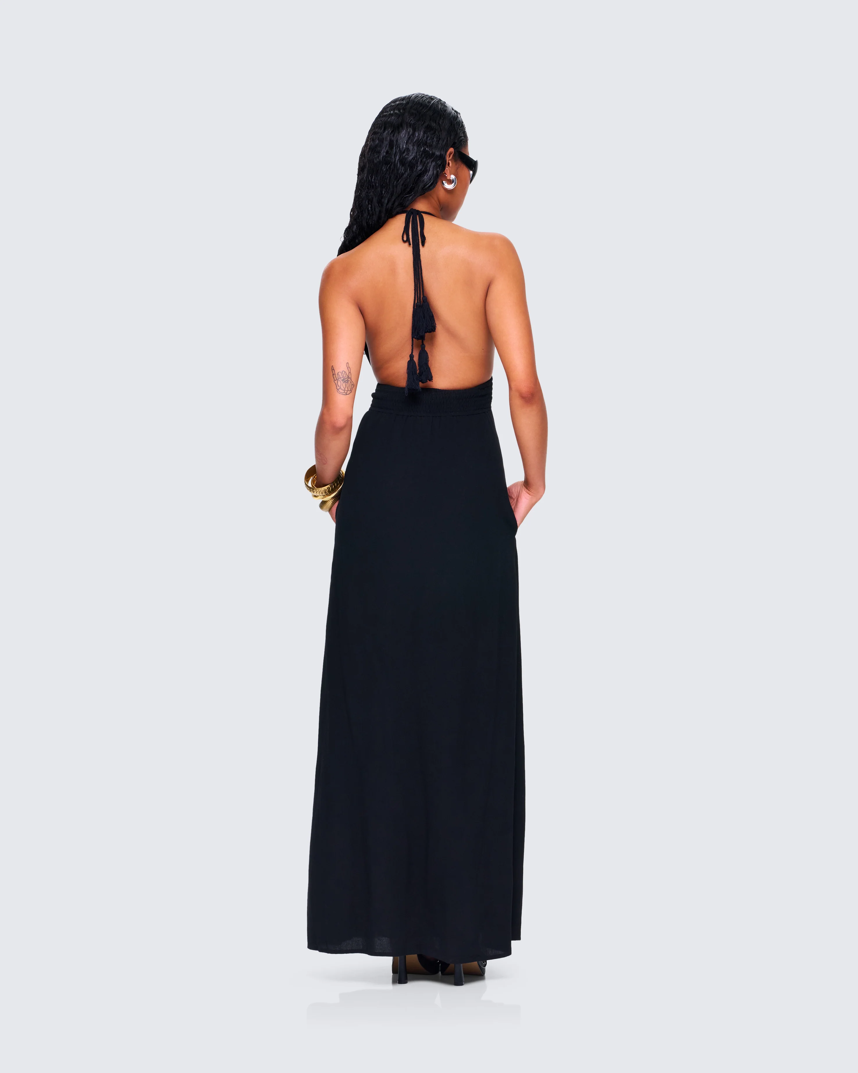 Leida Black Halter Maxi Dress - Image 7