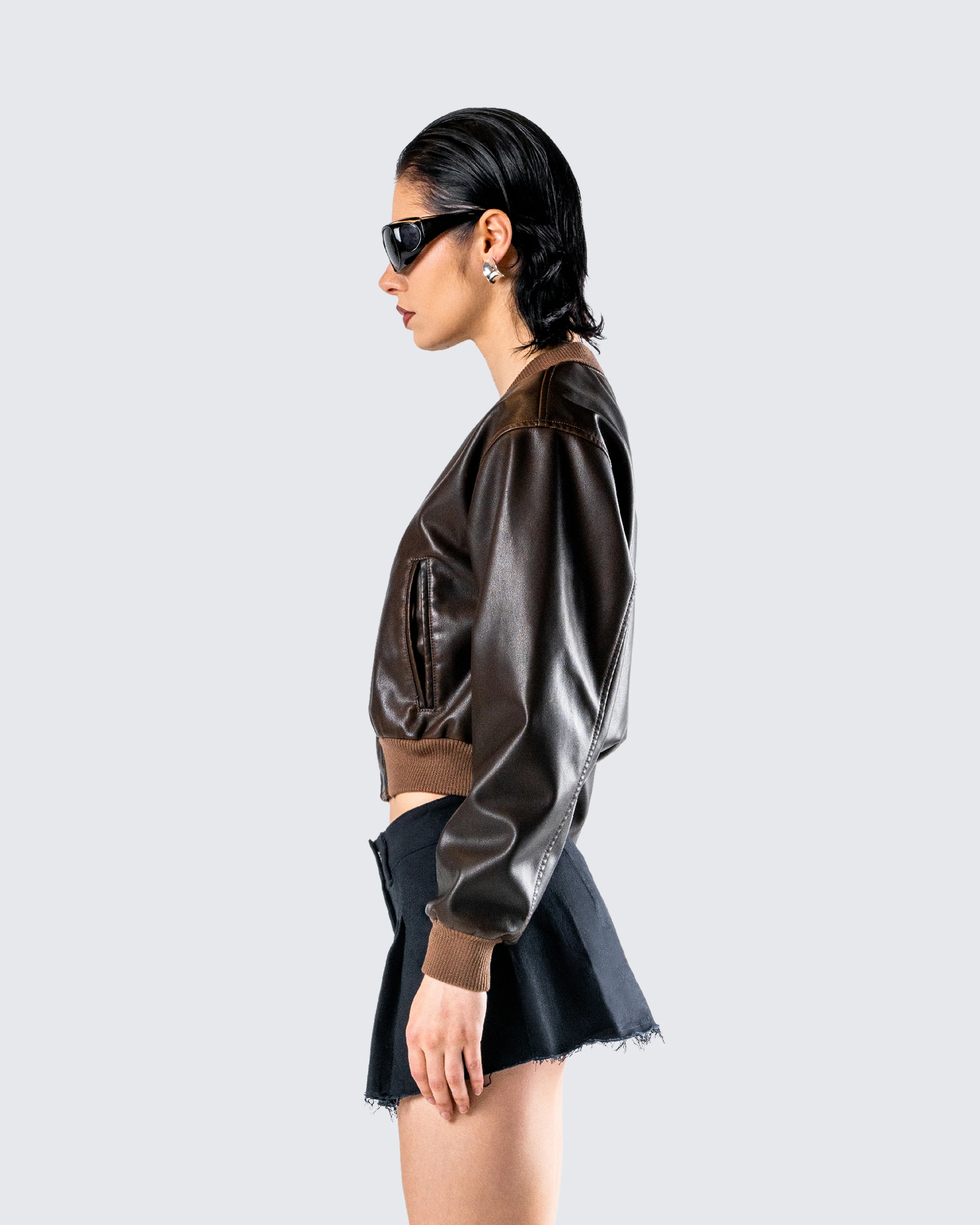 Leigh Brown Washed Leather Jacket - Image 6