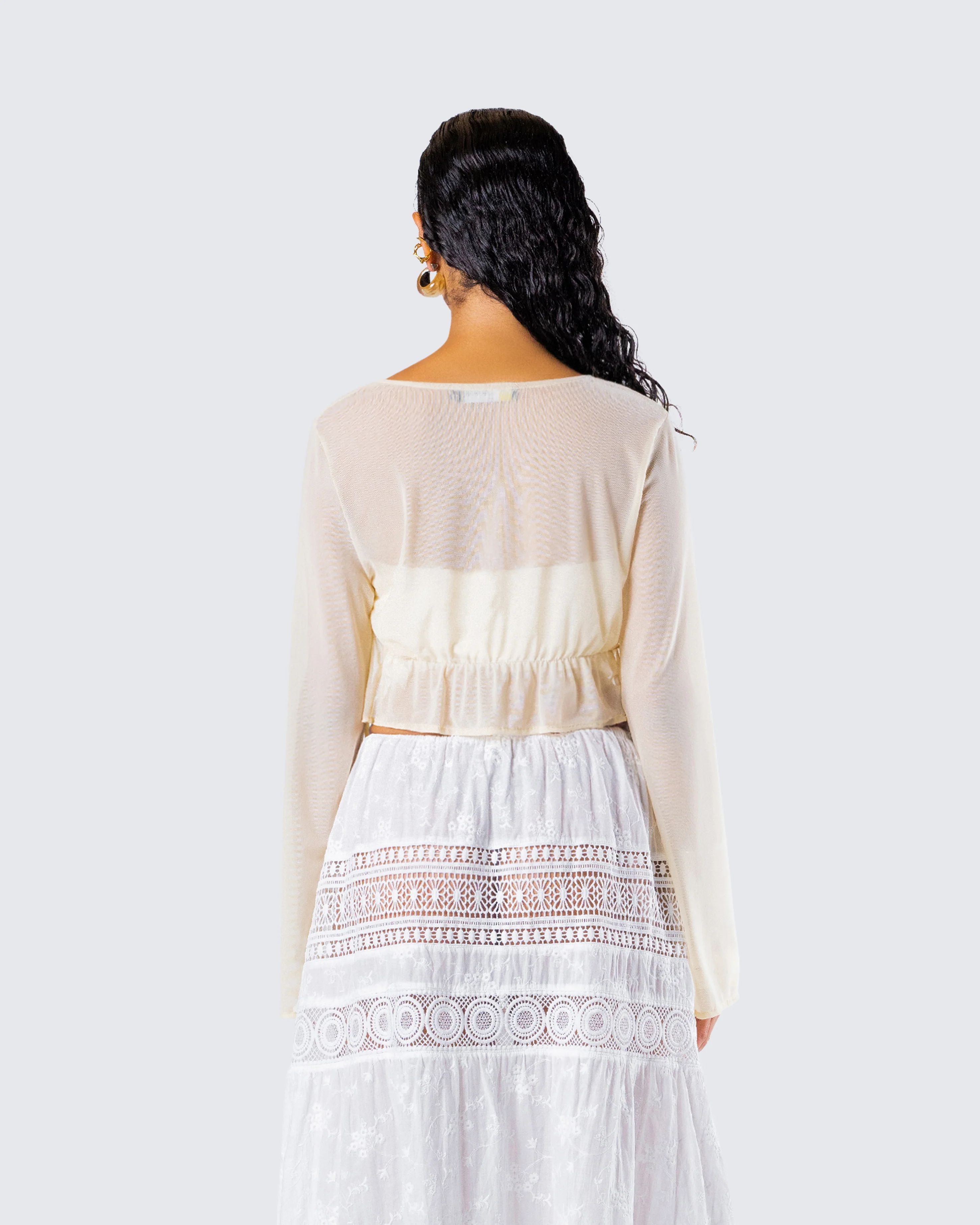 Lennon Cream Mesh Top - Image 7