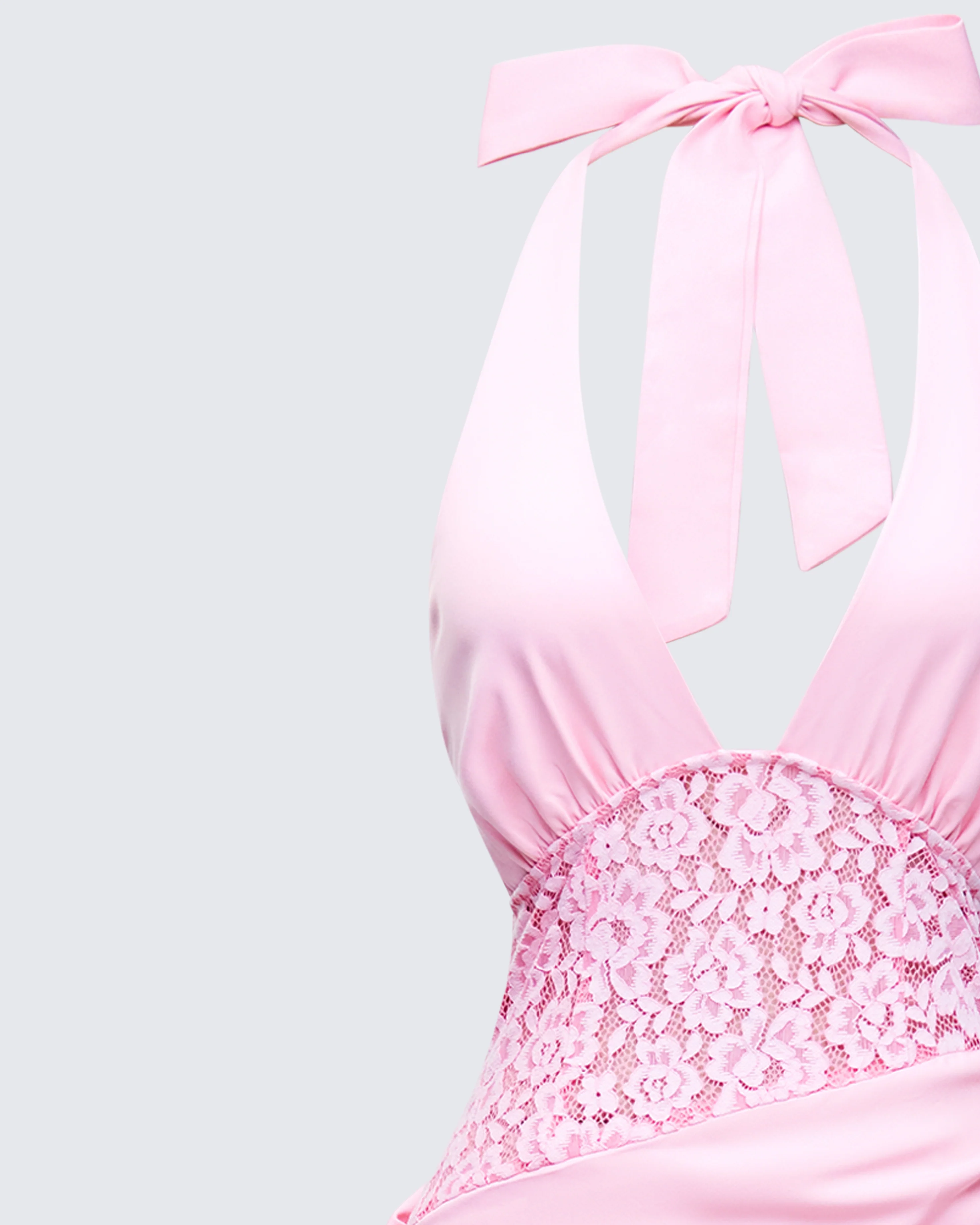Lenora Pink Lace Detail Maxi Dress - Image 6