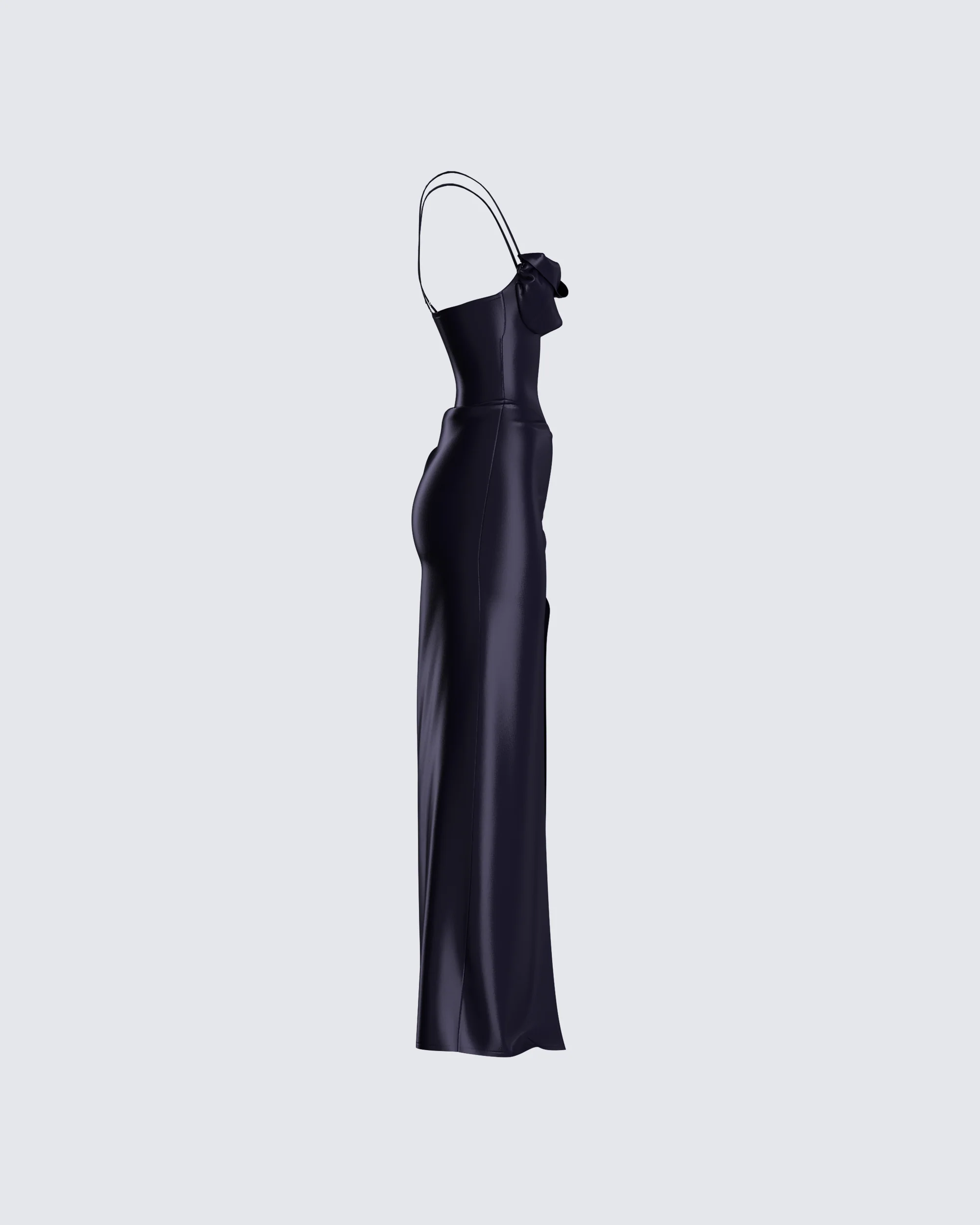 Lerata Black Satin Maxi Dress - Image 2