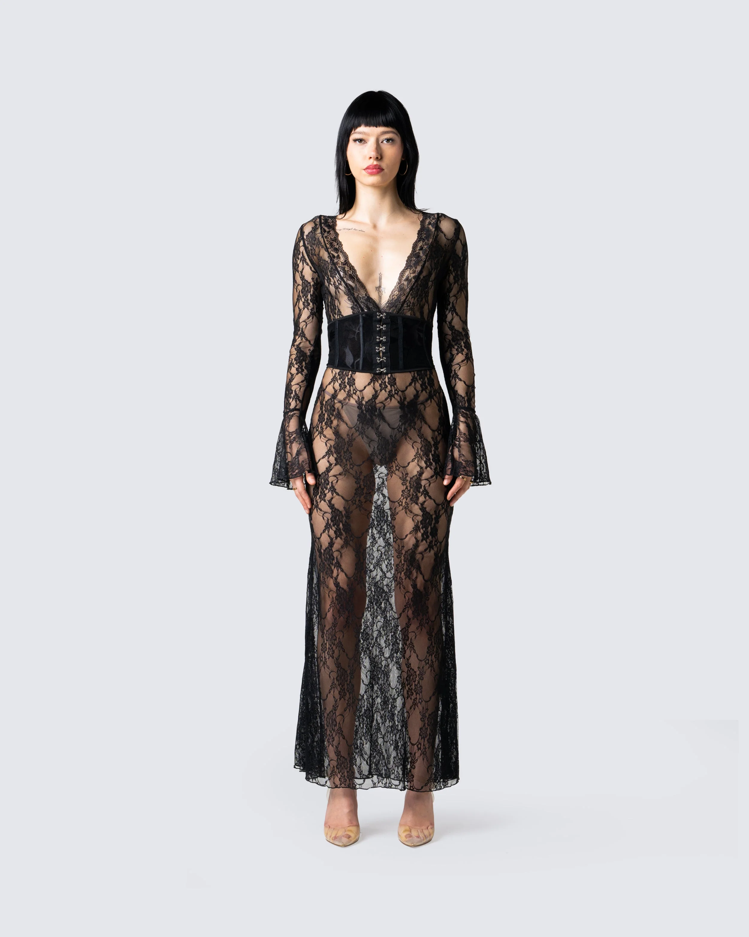 Lilith Black Lace Maxi Dress - Image 4