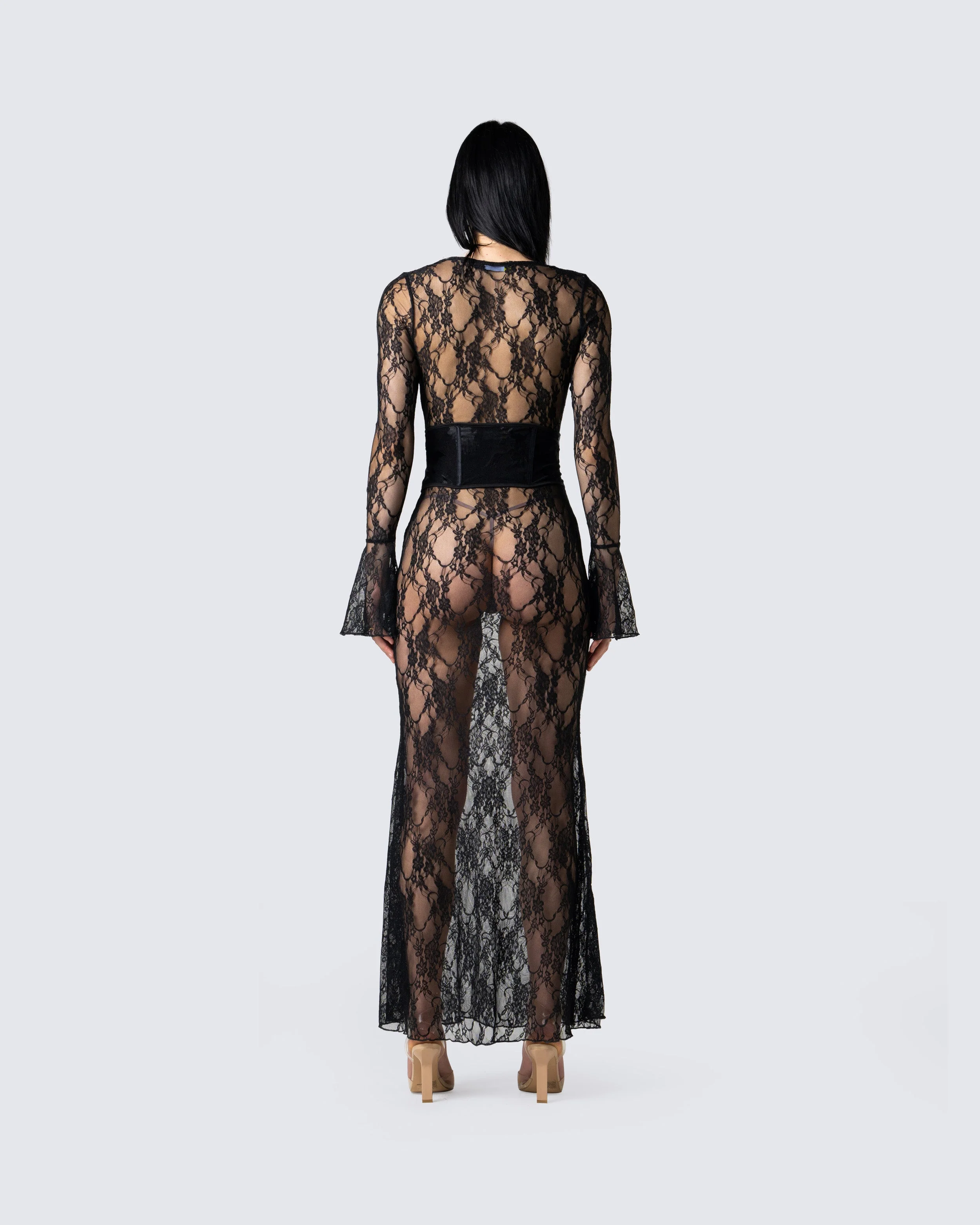 Lilith Black Lace Maxi Dress - Image 6