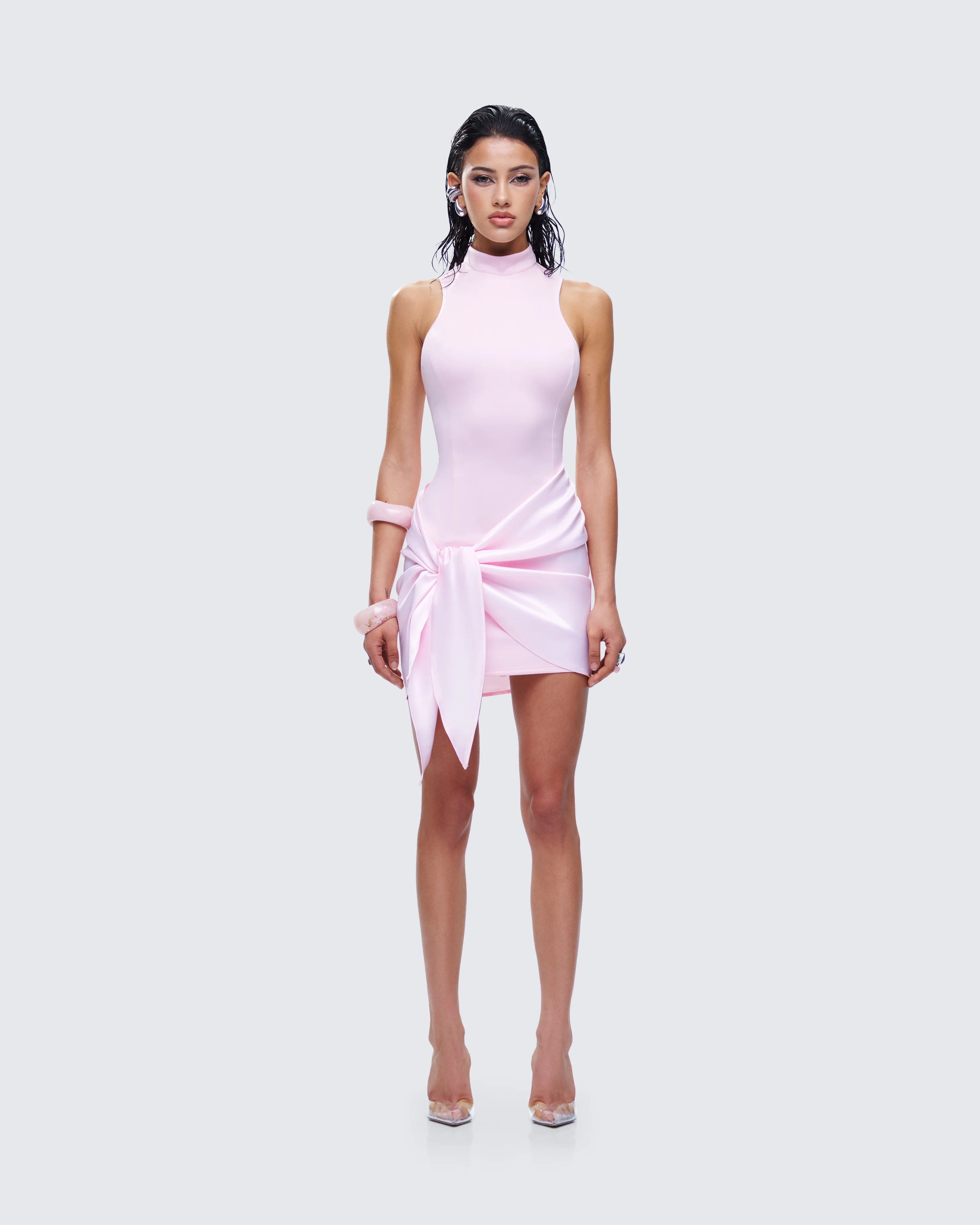 Lindsey Pink Wrap Mini Dress - Image 4