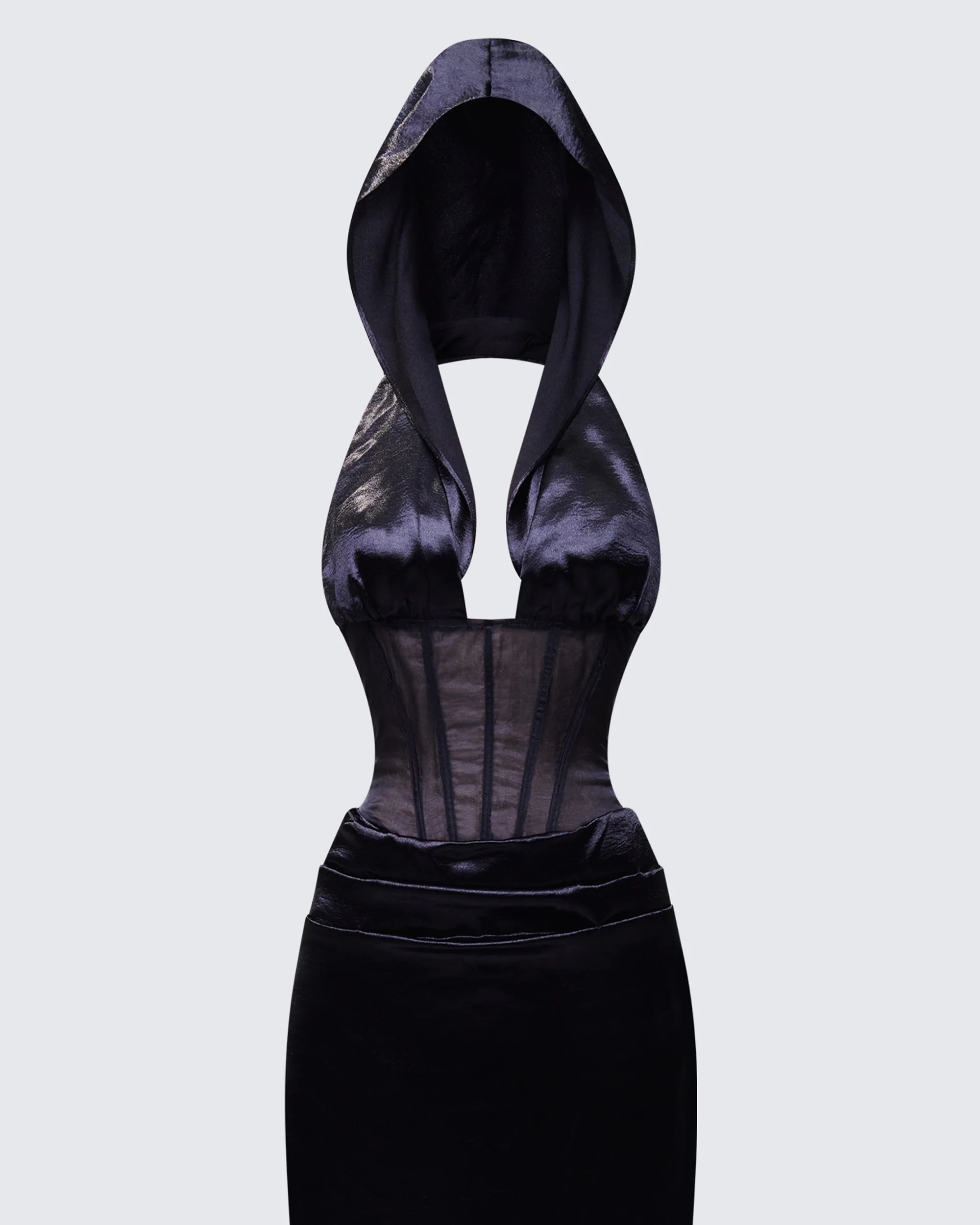 Lirael Black Sheer Corset Maxi Dress - Image 6