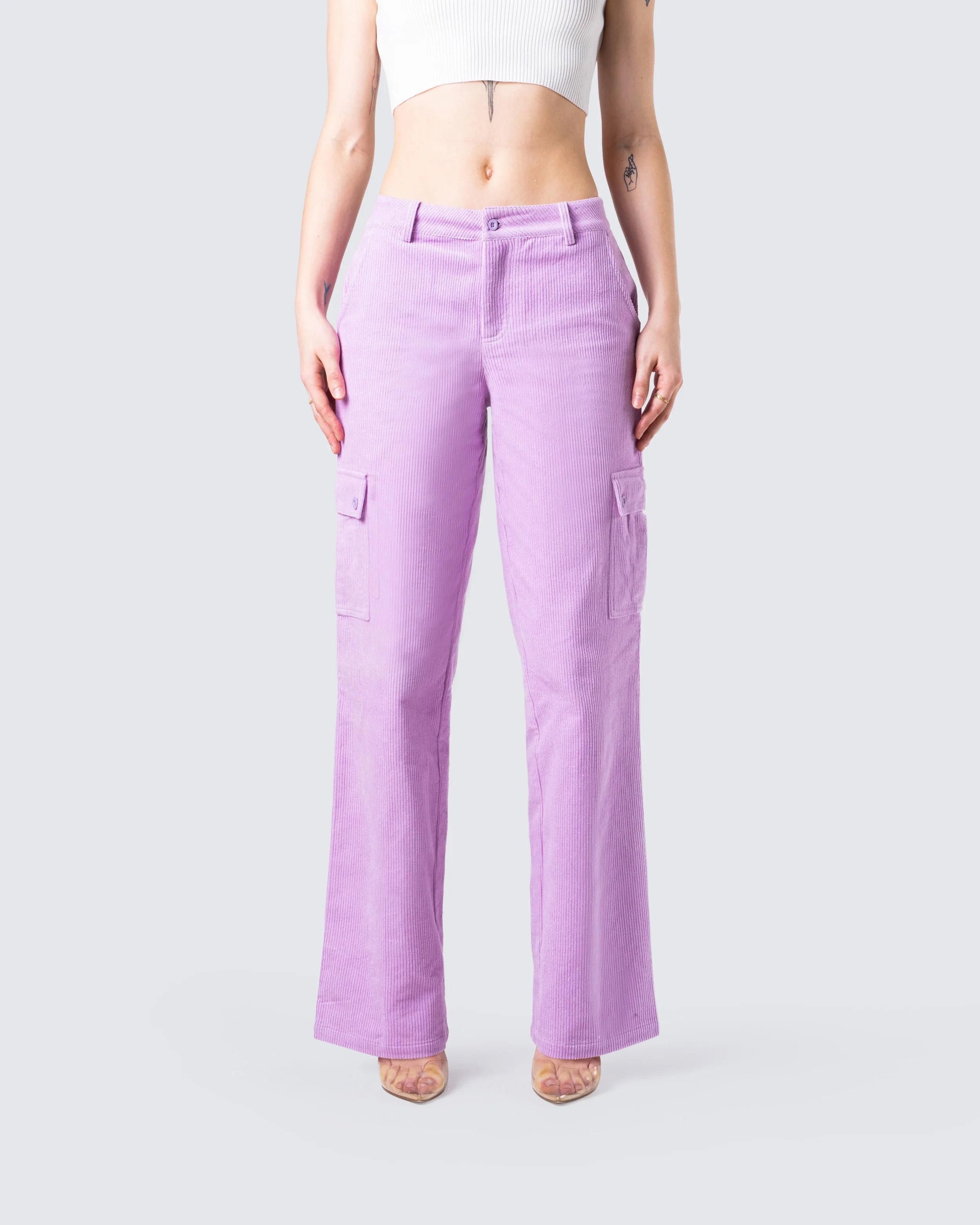 Lisa Lavender Corduroy Cargo Pant - Image 4