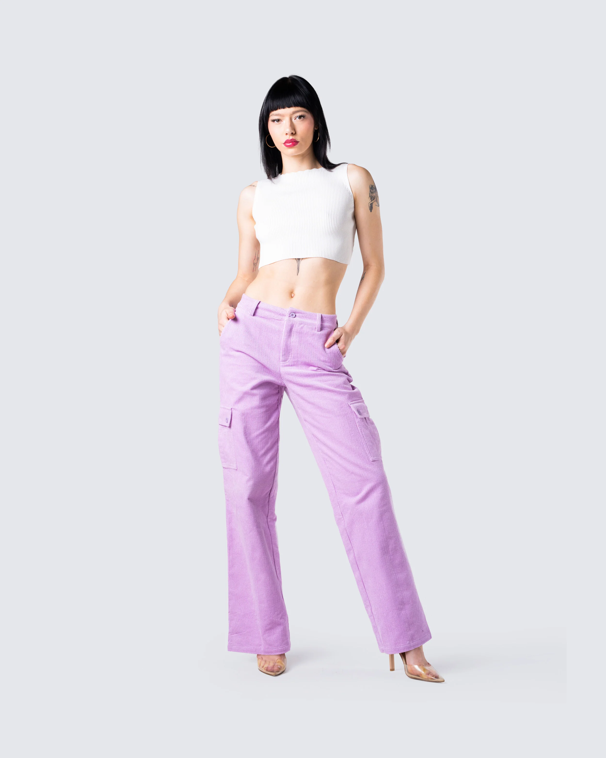Lisa Lavender Corduroy Cargo Pant - Image 8