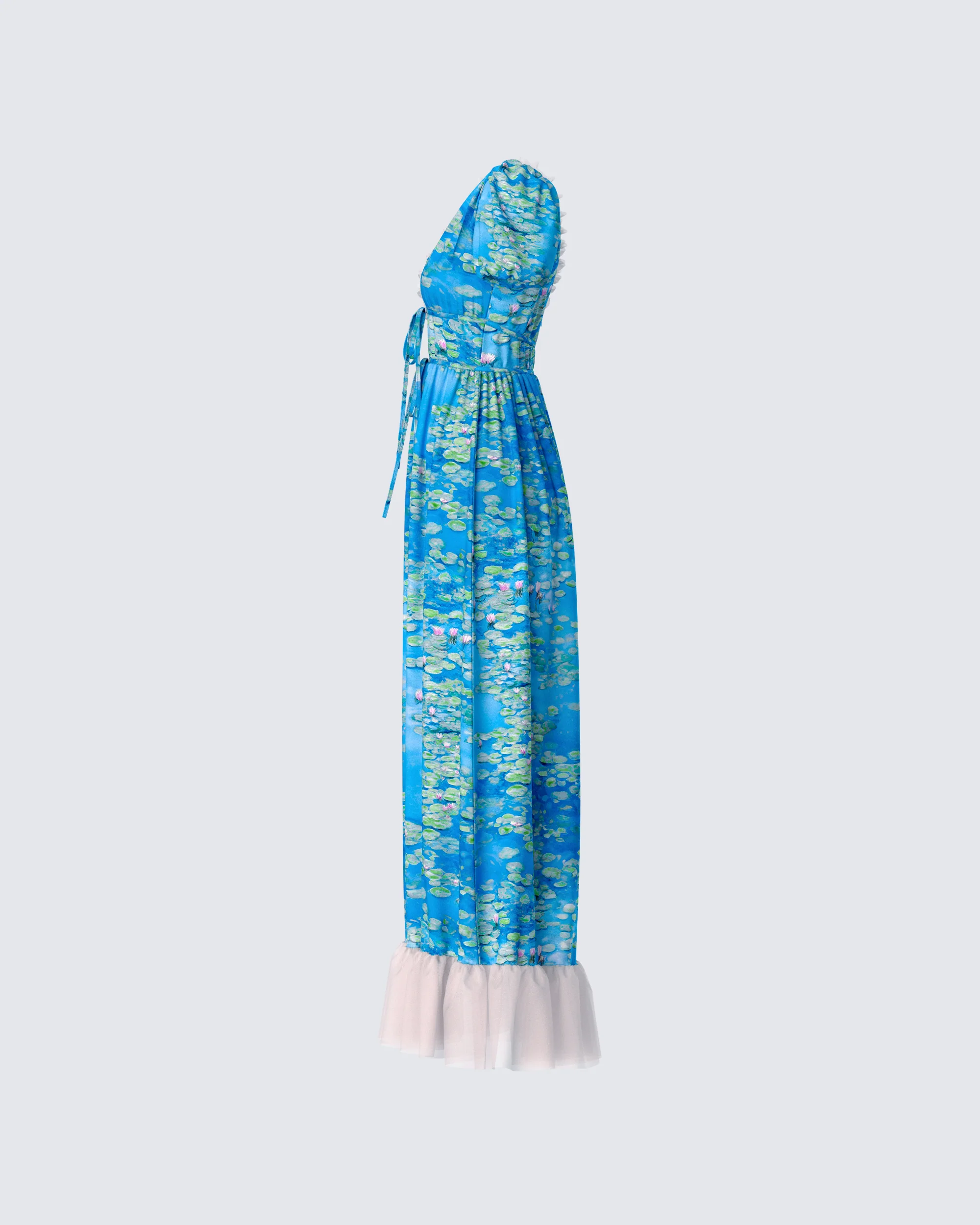 Loire Blue Water Lilies Print Maxi Dress - Image 2