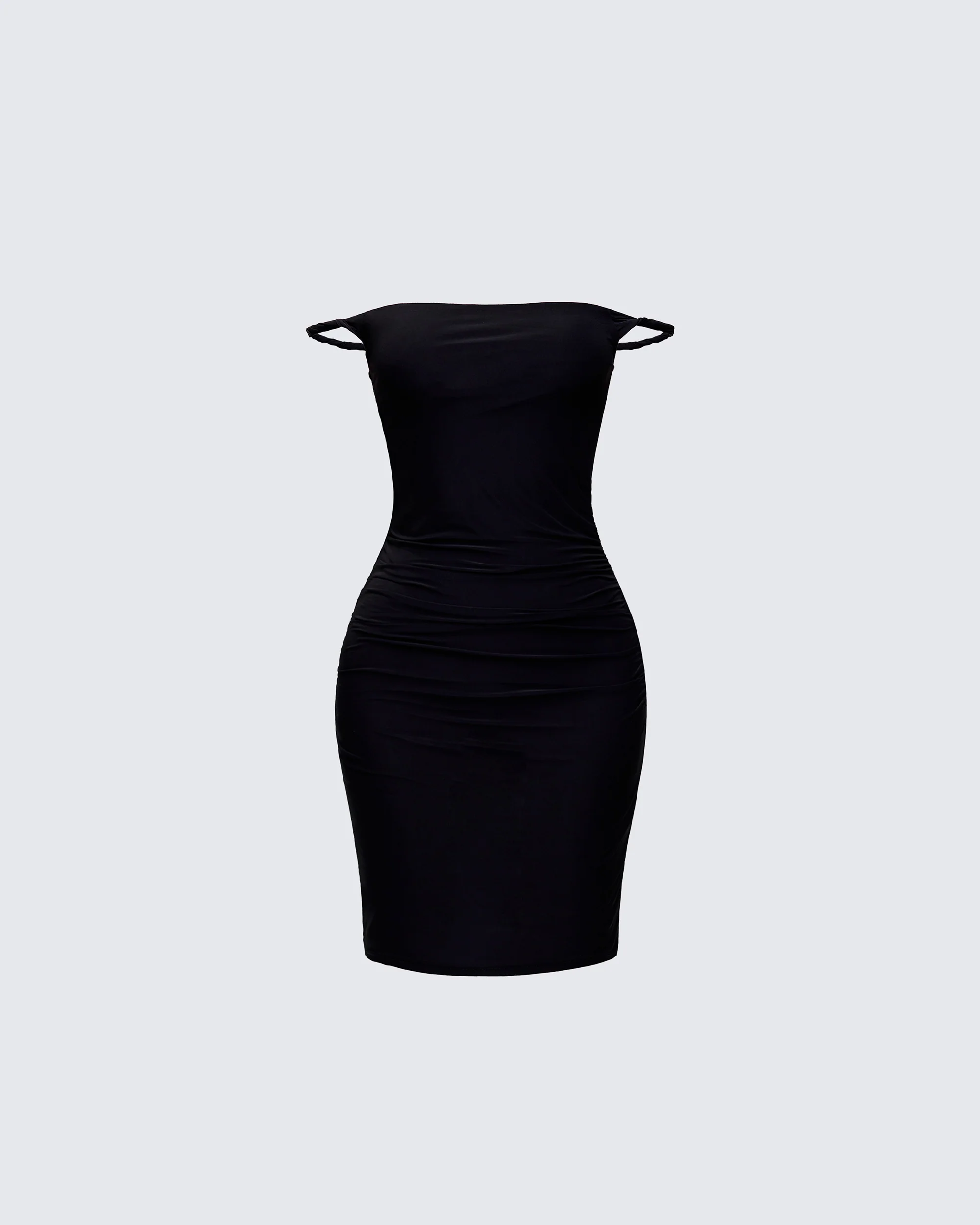 Lois Black Twist Strap Mini Dress