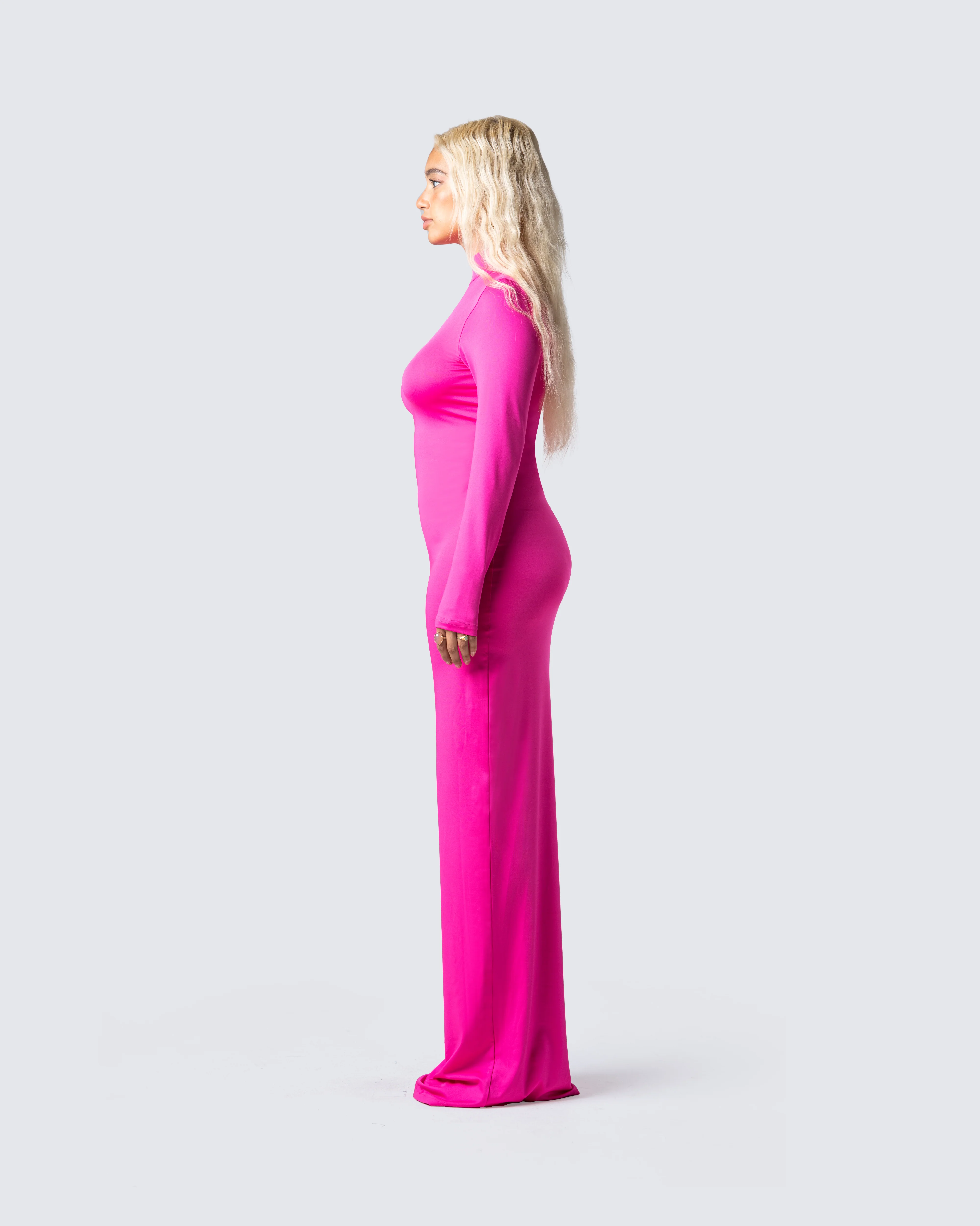 Lola Hot Pink Bodycon Maxi Dress - Image 5