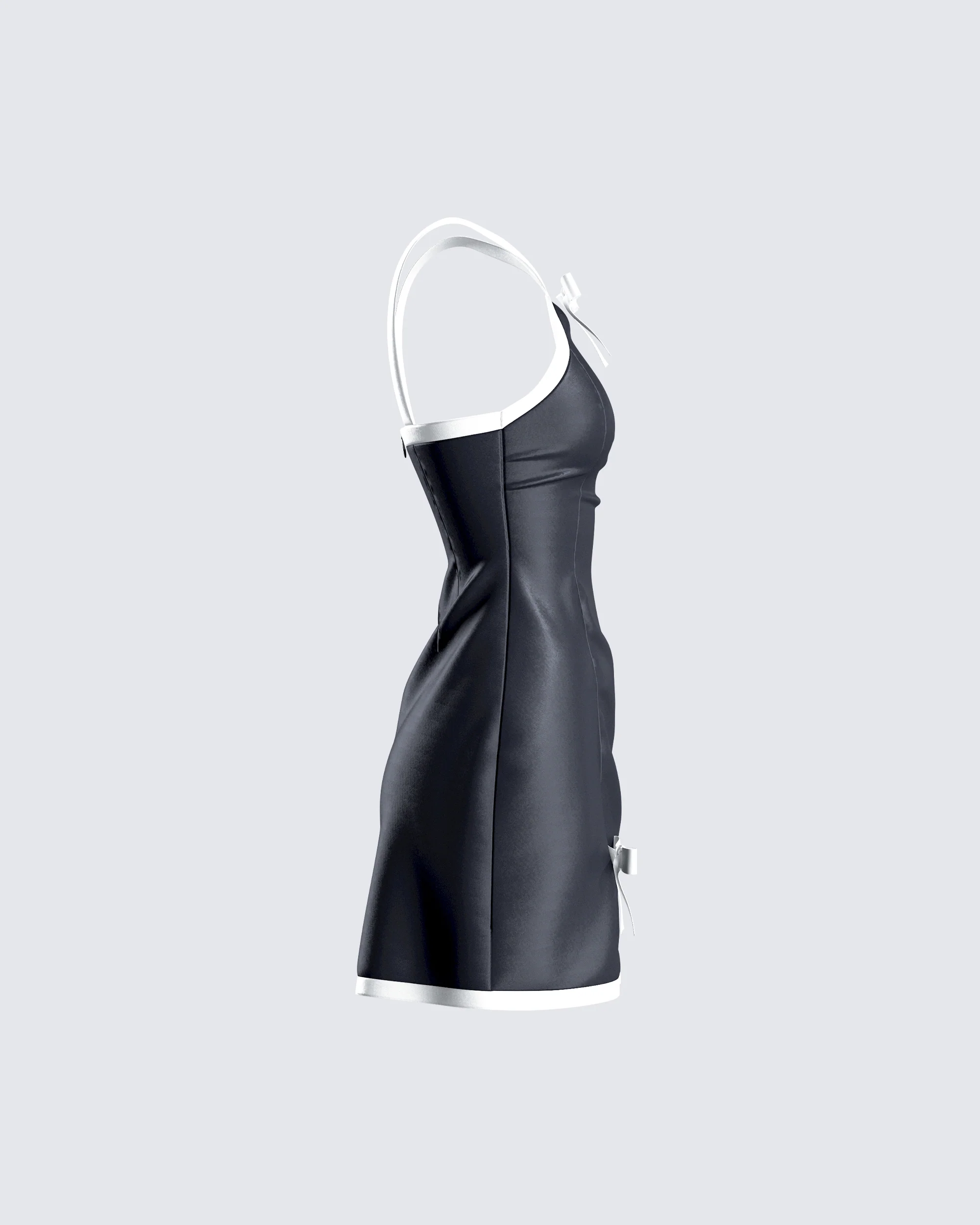 Lora Black Charmeuse Mini Dress - Image 2