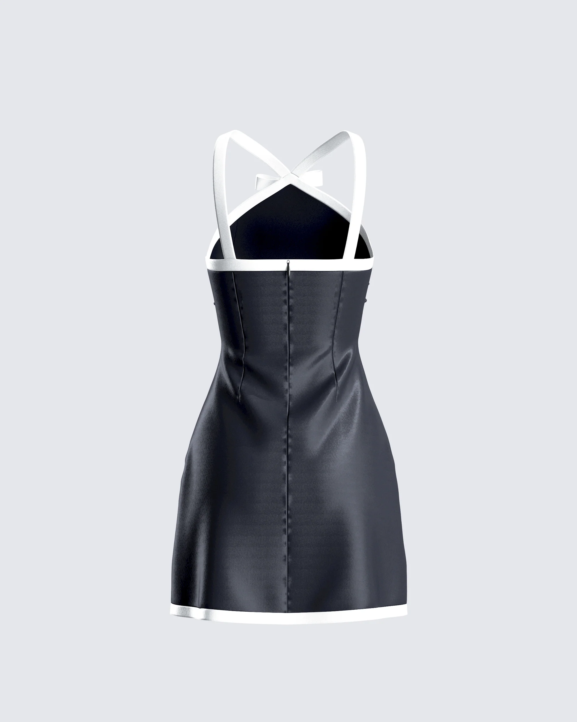 Lora Black Charmeuse Mini Dress - Image 3