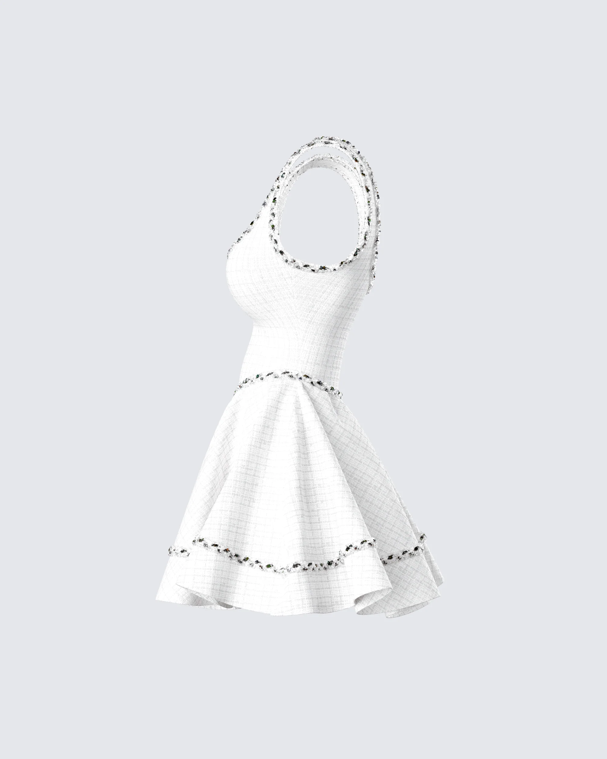 Lorene Ivory Tweed Mini Dress - Image 2