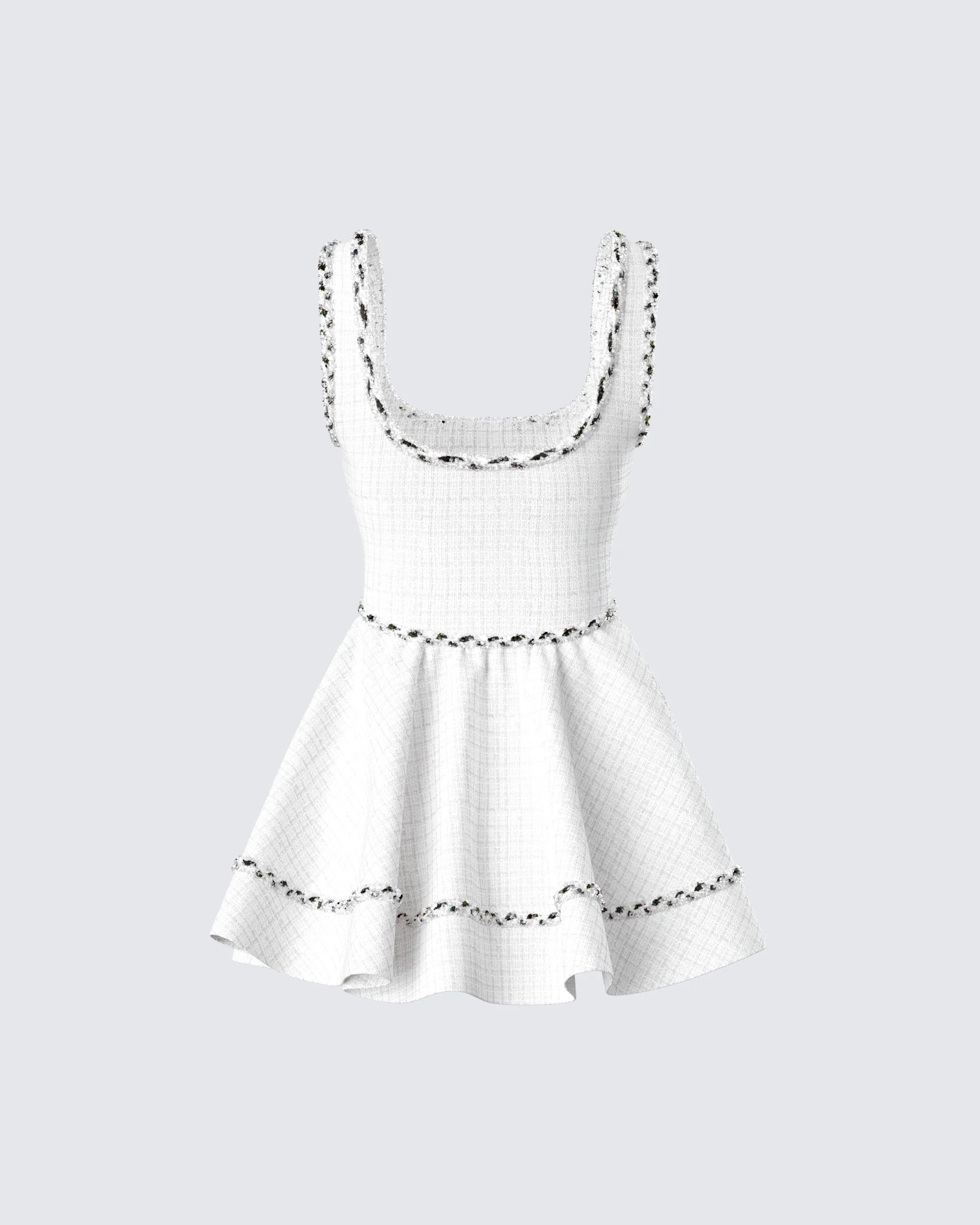 Lorene Ivory Tweed Mini Dress - Image 3