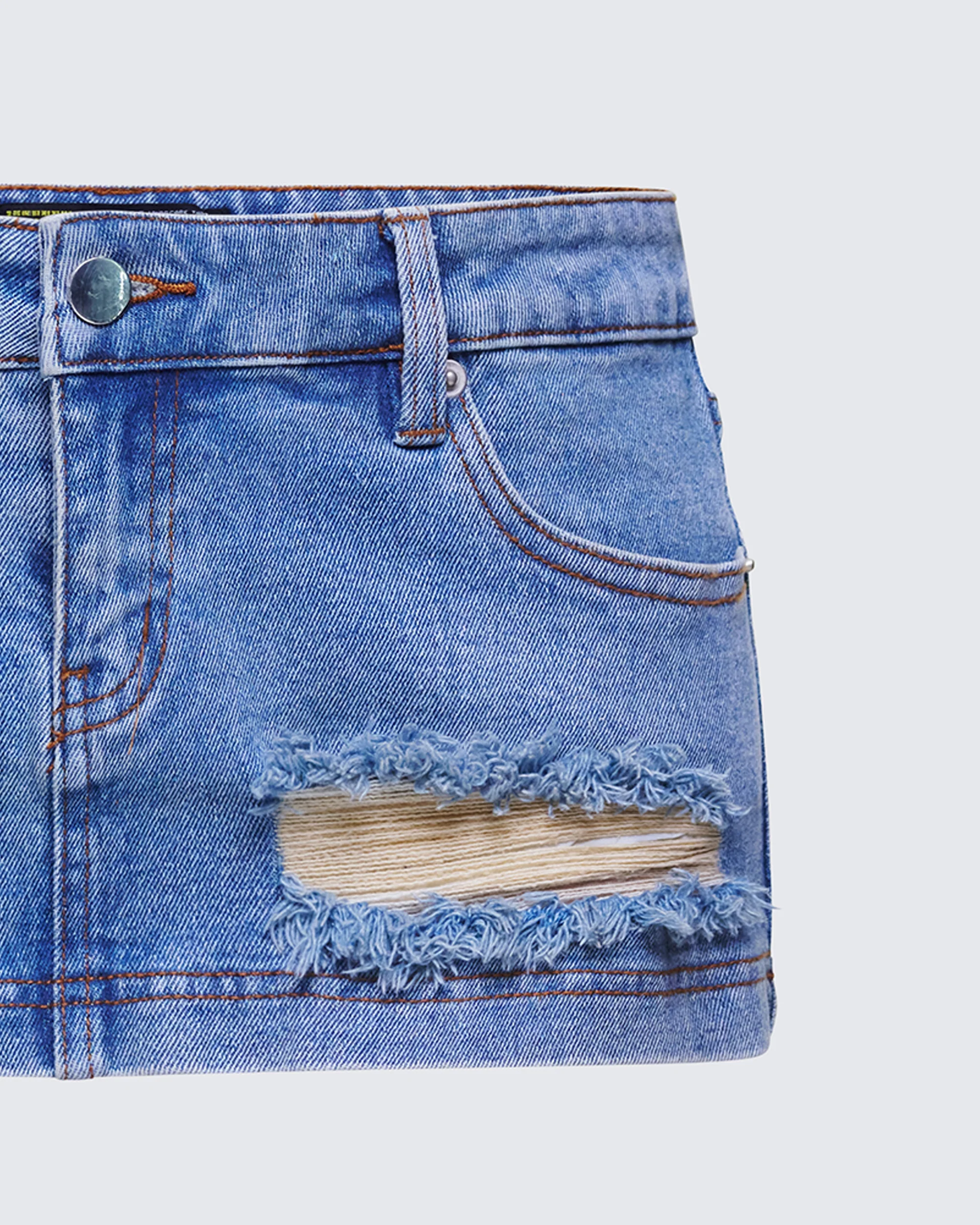 Loria Blue Denim Micro Mini Skirt - Image 6